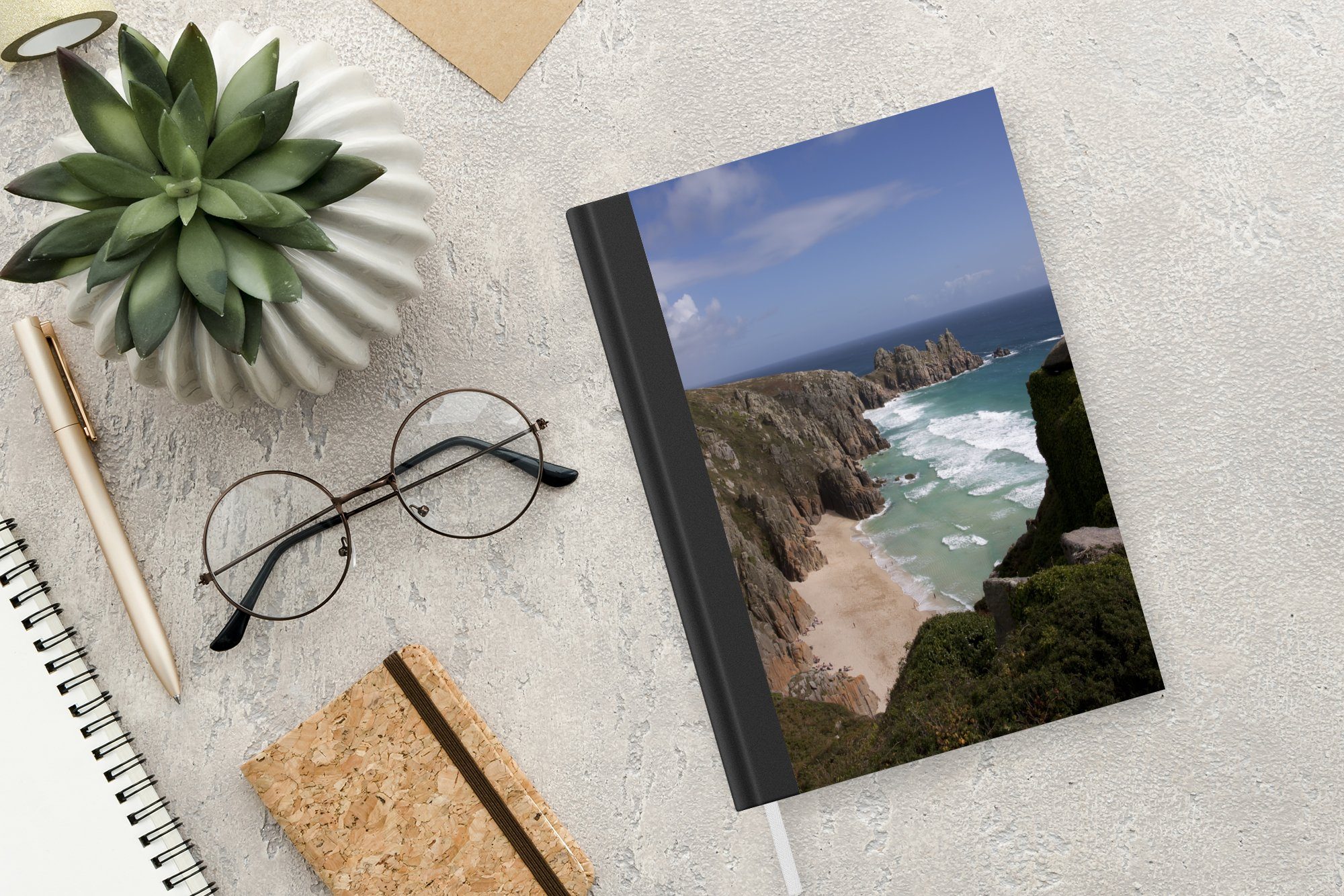 Tagebuch, Strand 98 steile von dem Klippe Merkzettel, Haushaltsbuch MuchoWow Eine vor Seiten, Journal, weitläufige Cornwall, A5, Notizbuch und Notizheft,