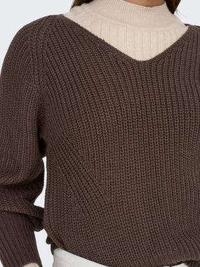 JACQUELINE de YONG Strickpullover Grobstrick Pullover mit V-Ausschnitt JDYJUSTY 5597 in Braun-2