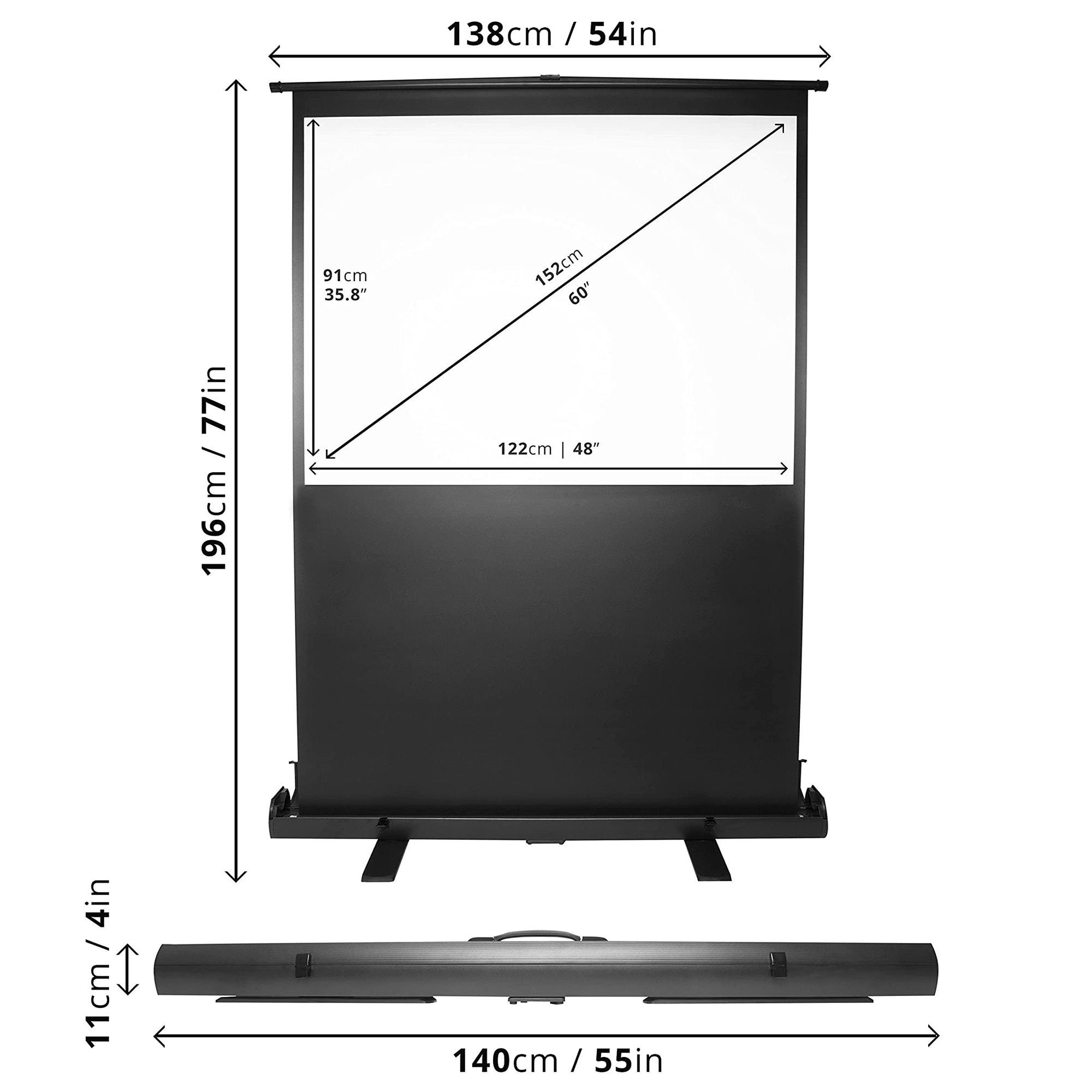Duronic Pull-Up-Leinwand (FPS60 Leinwand, 60 Zoll mobile Kofferleinwand mit 122 cm x 91 cm)