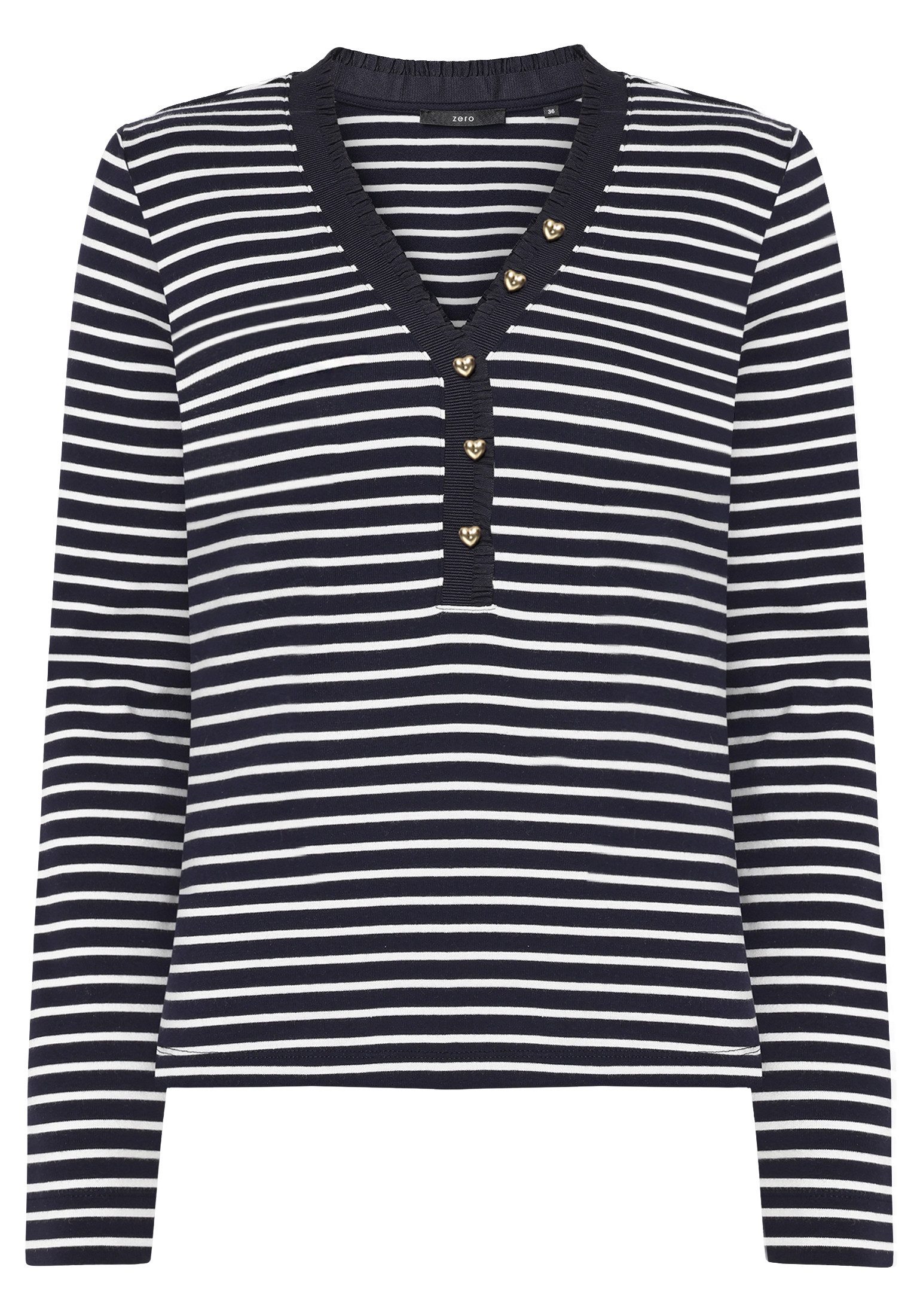 Zero Kurzarmshirt Damen mit Knopfleiste (1-tlg) weiteres Detail