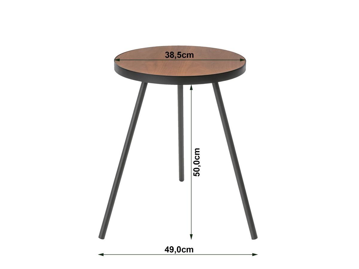 3-Bein Nachttisch Yamazaki Sofatisch schwarz 50cm, | Ablagetisch schwarz Beistelltisch Tower, rund,