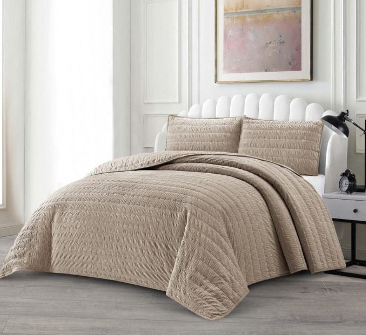 alesvelt Tagesdecke Set Bade Überwurf Decke 3-Teilig 240 250 cm atmungsaktiv 2-Personen