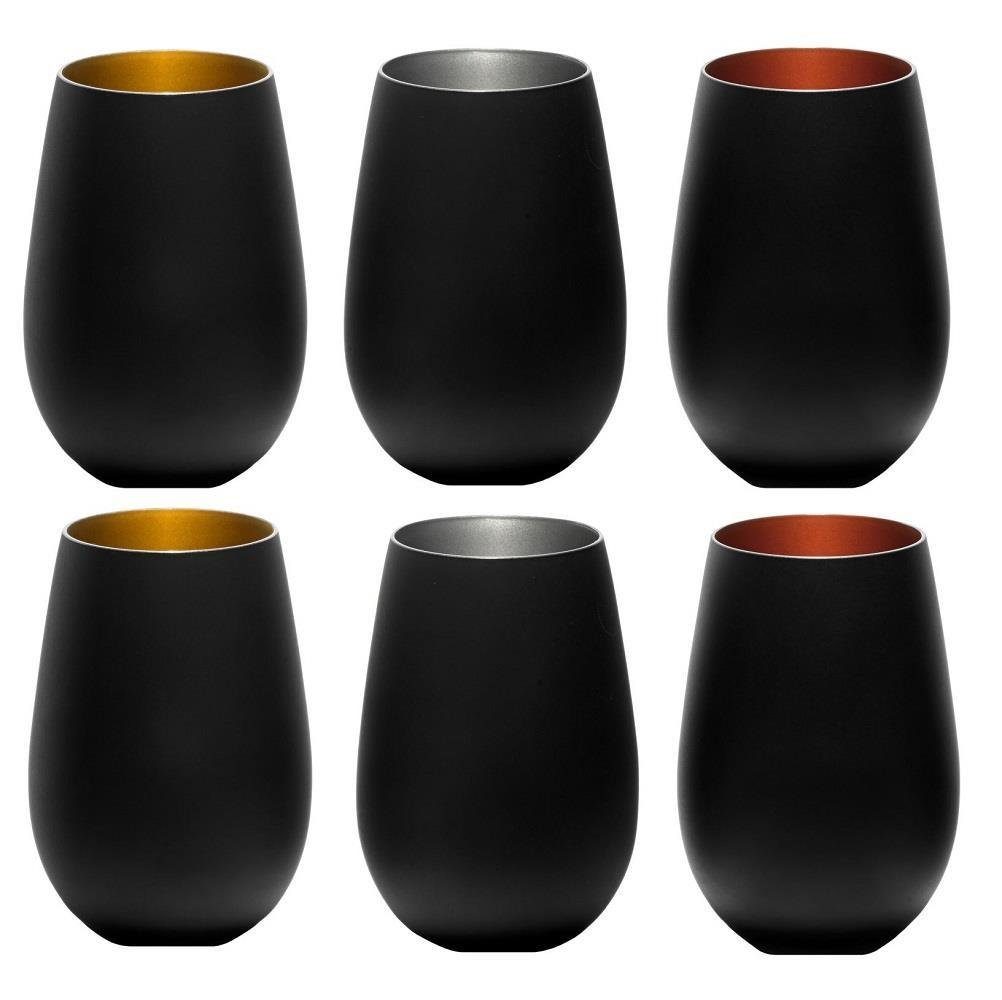 Stölzle Glas Stölzle Lausitz Elements Schwarz/bronze, silber, gold (6er Set), Glas