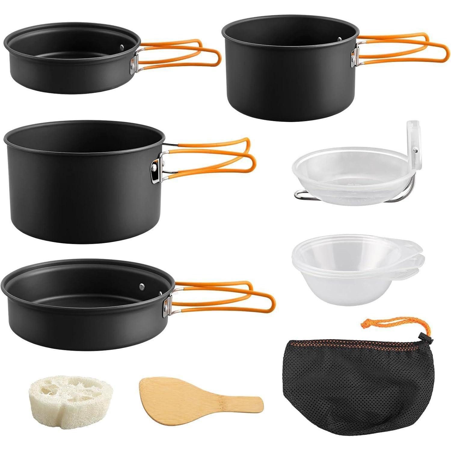 LuxusKollektion Geschirr-Set Kochgeschirr Camping Set Aluminium Topf Schalen Löffel 11 PCS