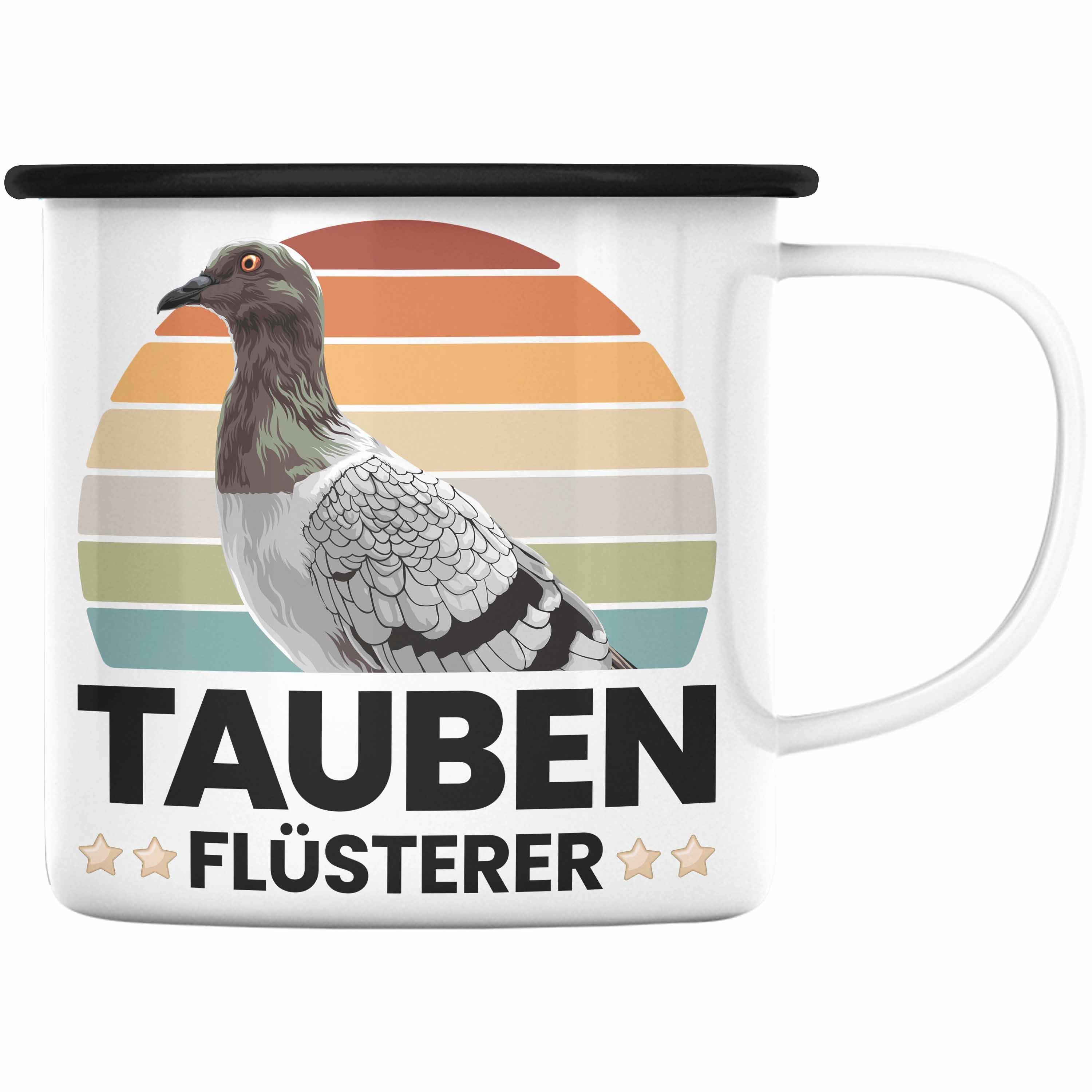 Emaille Spruch Taubenflüsterer Taubenzüchter Trendation Taubenliebhaber - Zaubenzucht Becher Tasse Trendation Thermotasse Schwarz Tauben Geschenk Lustiger Zubehör