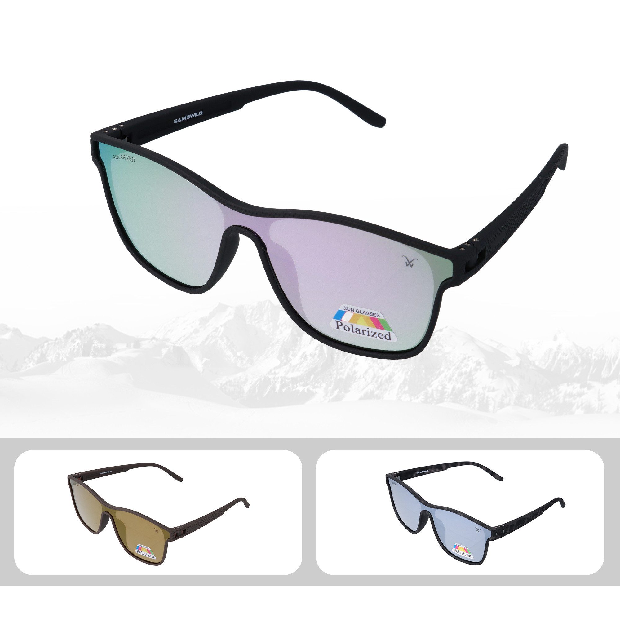 Gamswild Sonnenbrille UV400 GAMSSTYLE Modebrille Cat-Eye TR90 / polarisierte Gläser Unisex Modell WM3032 in braun, grau und silber-grau