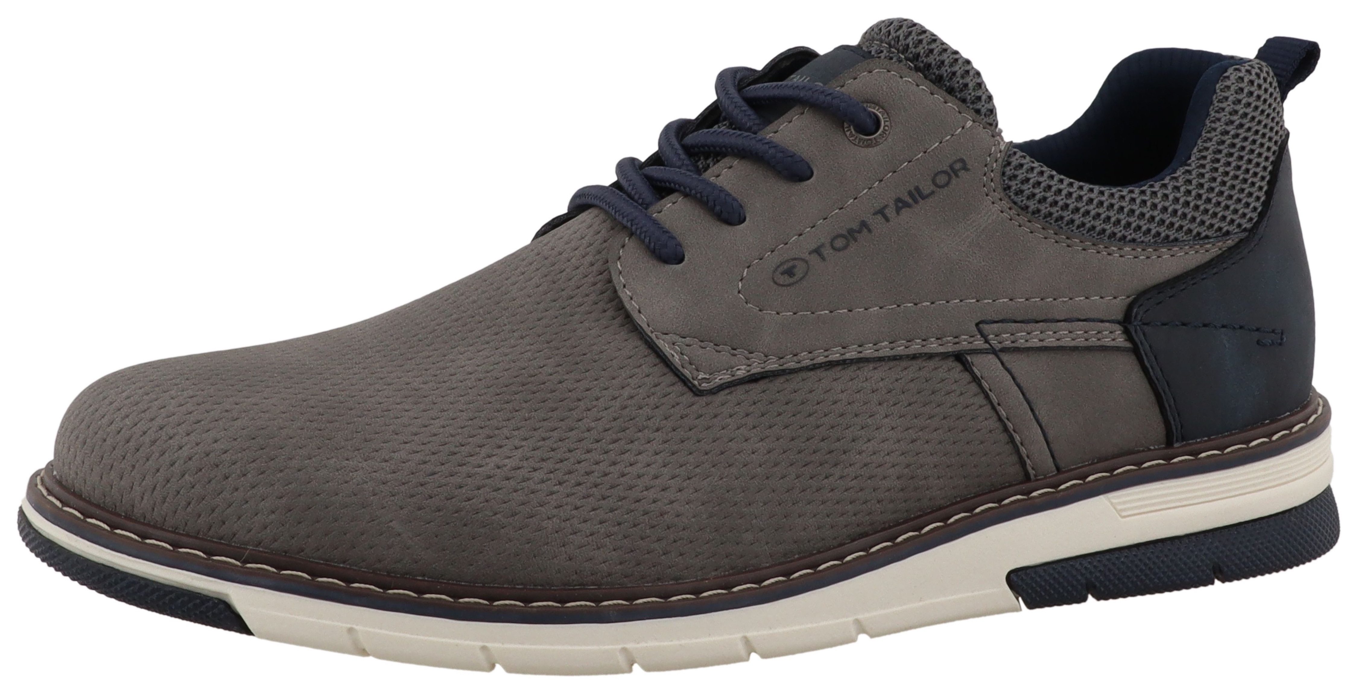 TOM TAILOR Dylan Sneaker Freizeitschuh, Halbschuh, Schnürschuh mit Kontrastbesatz an der Ferse