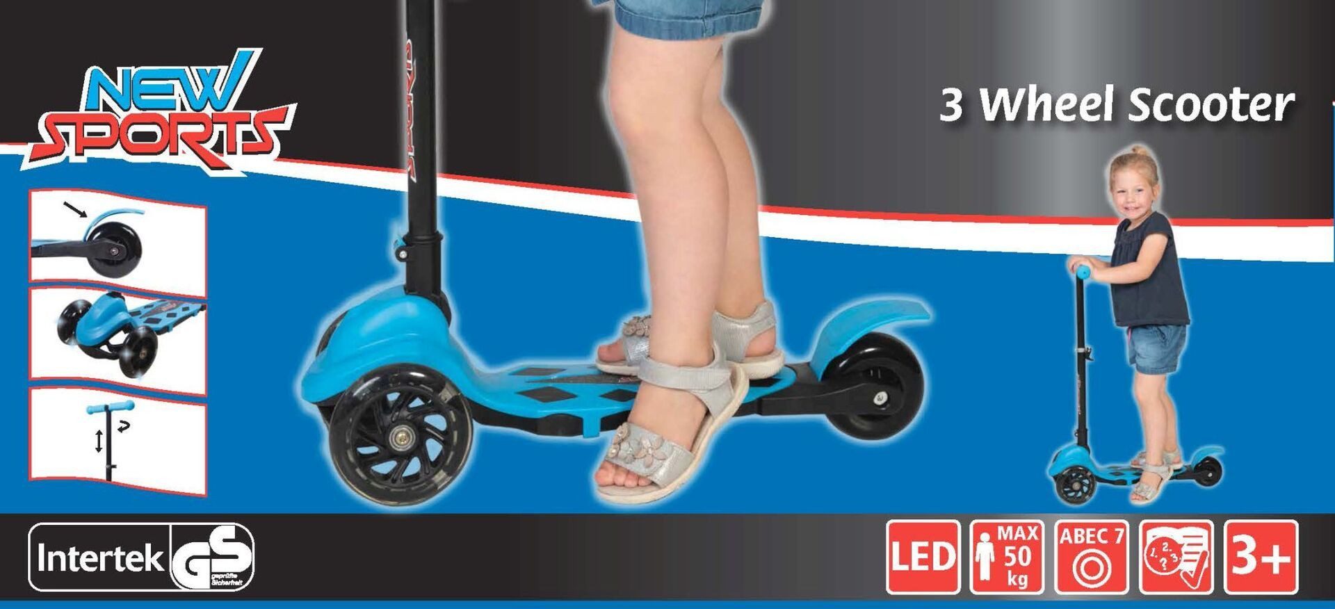 Scooter NSP 3-Wheel Scooter blau
