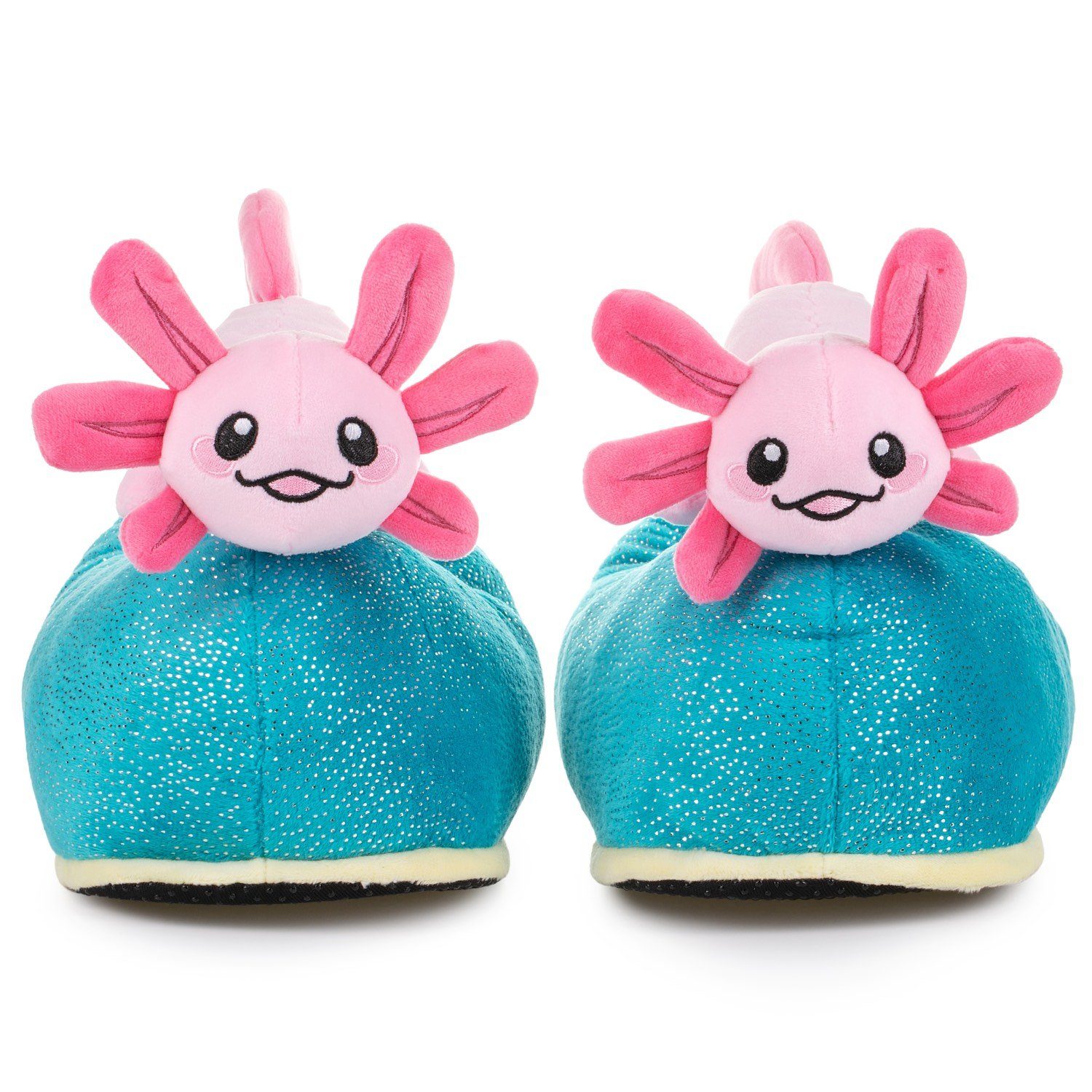 Corimori Süße Axolotl Pantoffeln für Kinder und Erwachsene Plüsch Hausschuhe (Packung) Axelotl, Axolottl Slipper, EU Einheitsgröße 34-44, Beeps der Axolotl
