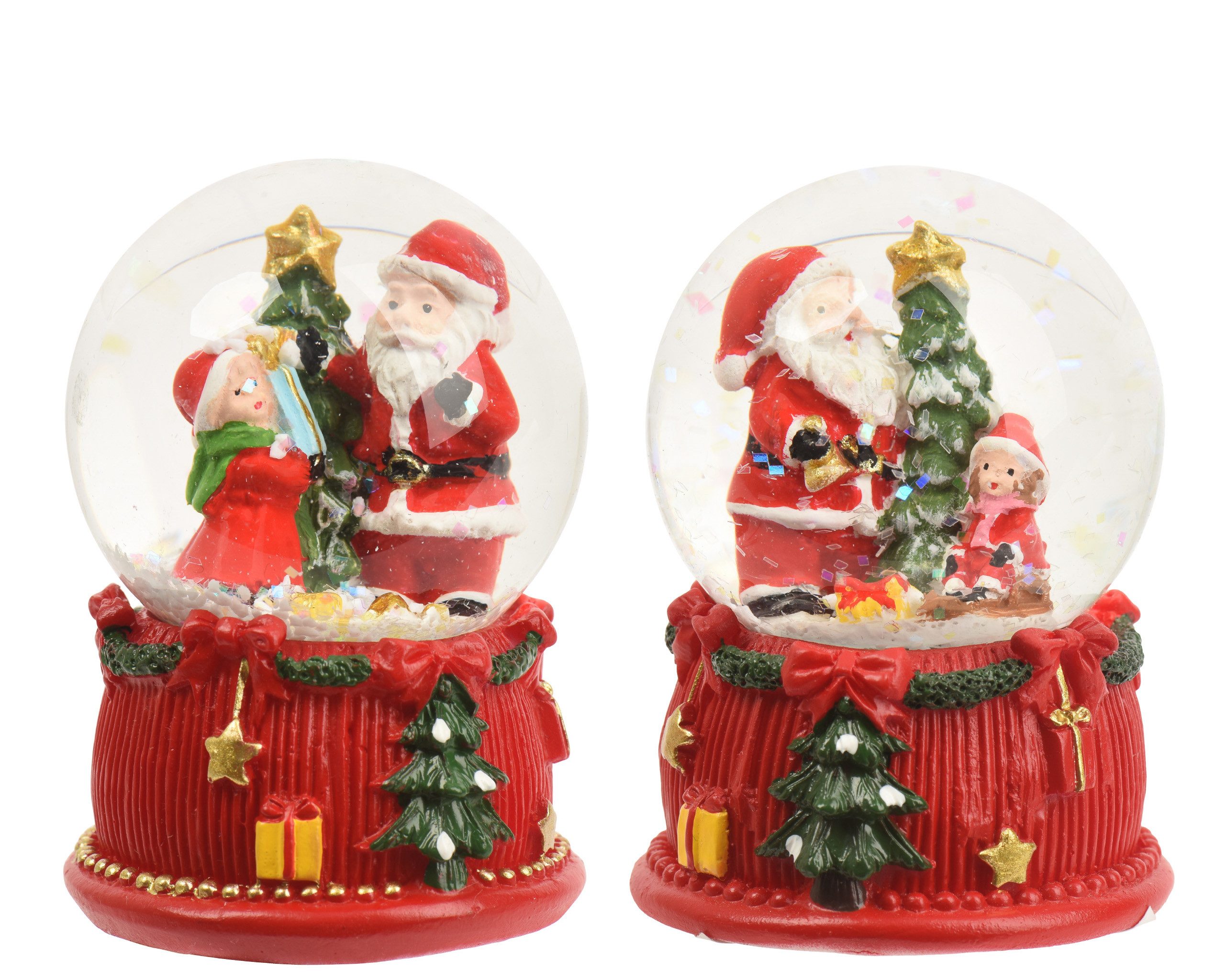 Kaemingk Schneekugel, Mini Schneekugel Glas 6,5cm Weihnachtsmann Rot 1 Stück sortiert