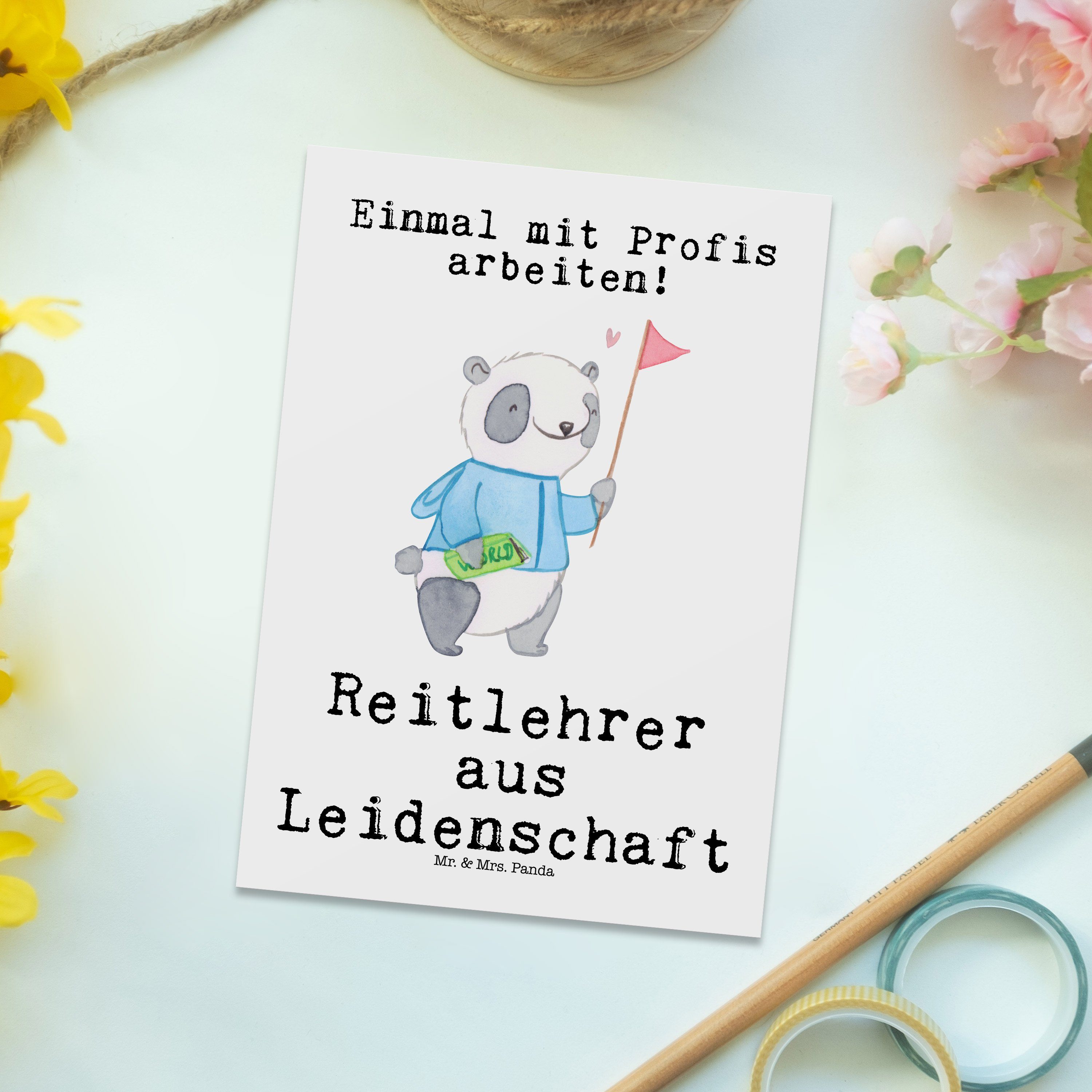 & Panda Reitlehrer Geschenk, Postkarte Mrs. Mr. - aus Weiß Dankeskarte, - Leidenschaft Ansichtsk