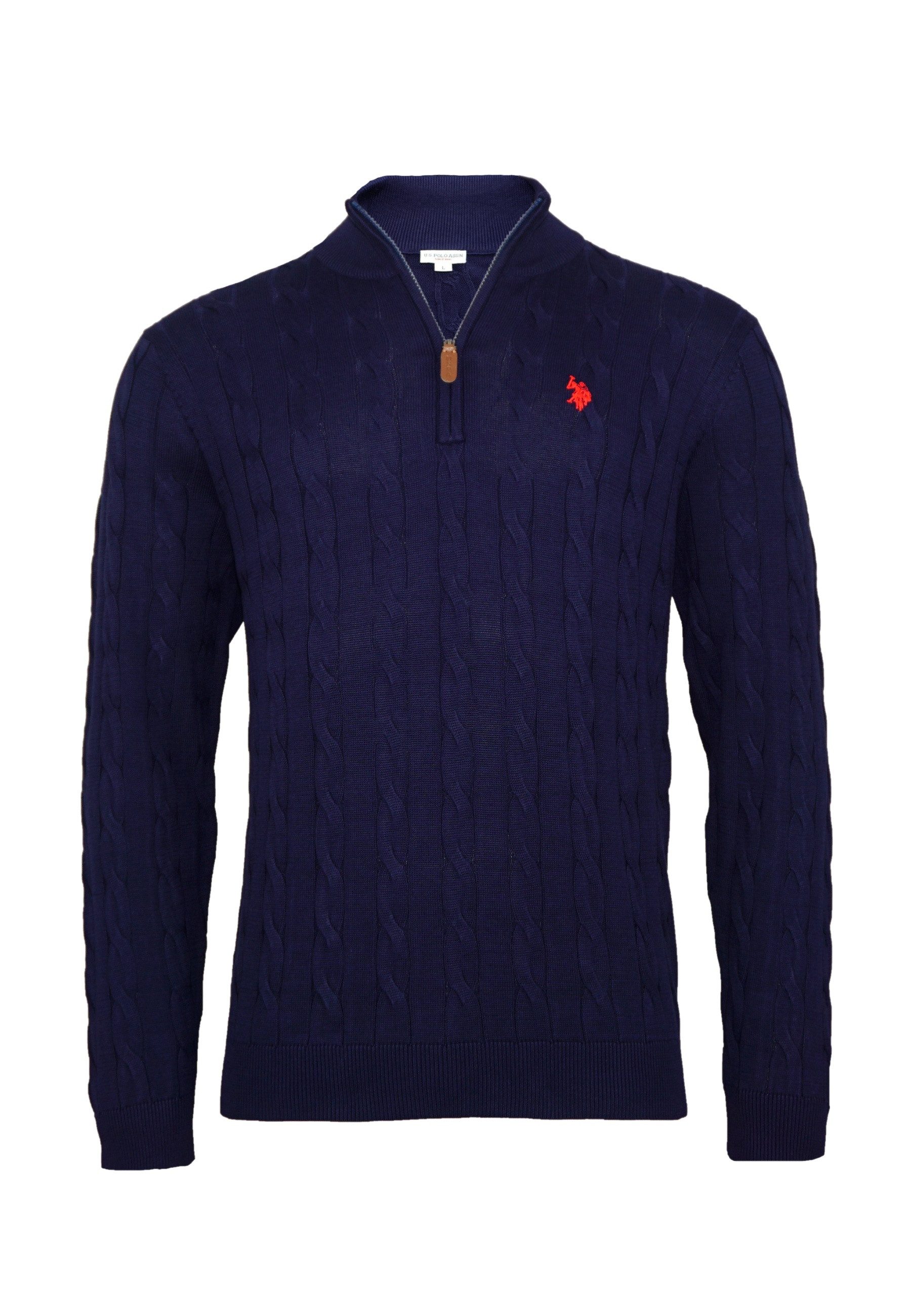 U.S. Polo Assn. Strickpullover Pullover Troyer Half Zip Zopfmuster (1-tlg)