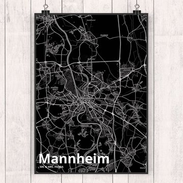 Mr. & Mrs. Panda Poster DIN A4 Mannheim - Geschenk, Wanddeko Bild, Städte, Dorf, Kinderposter, Stadt Black (1 St)