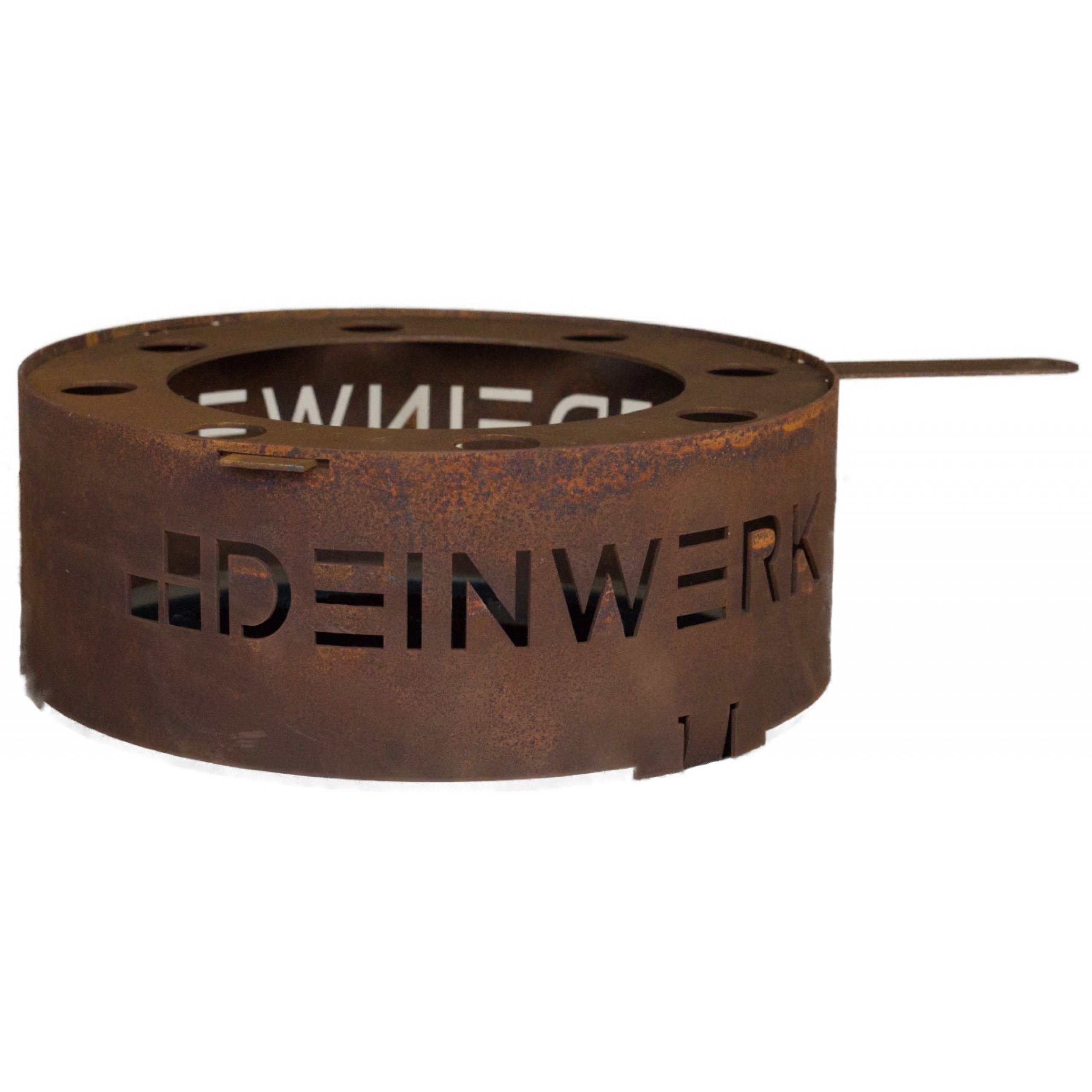 DEINWERK Feuerstelle DEINWERK Grillfass-Set Grilltonne aus Corten Ø 90cm mit Plancha