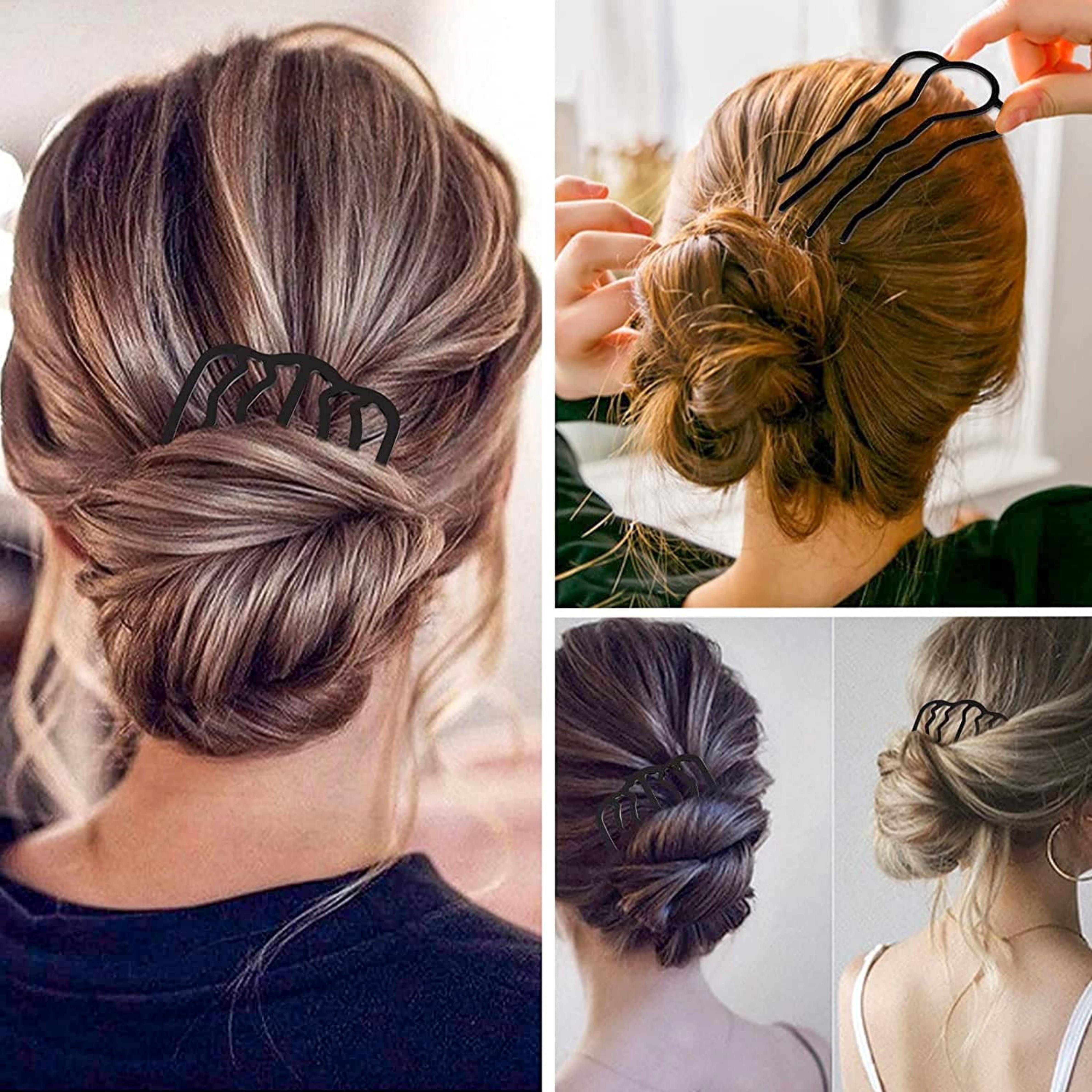 Coonoor Haarspange 4 Stück Haar-Gabel-Clip Metall Haarkamm Seitenkämme, 4-tlg.