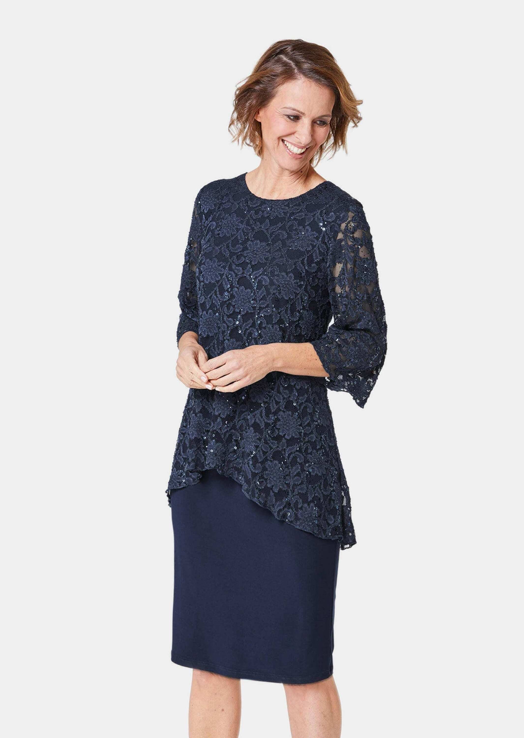 GOLDNER Abendkleid Kurzgröße: Kleid mit feinem günstig online kaufen