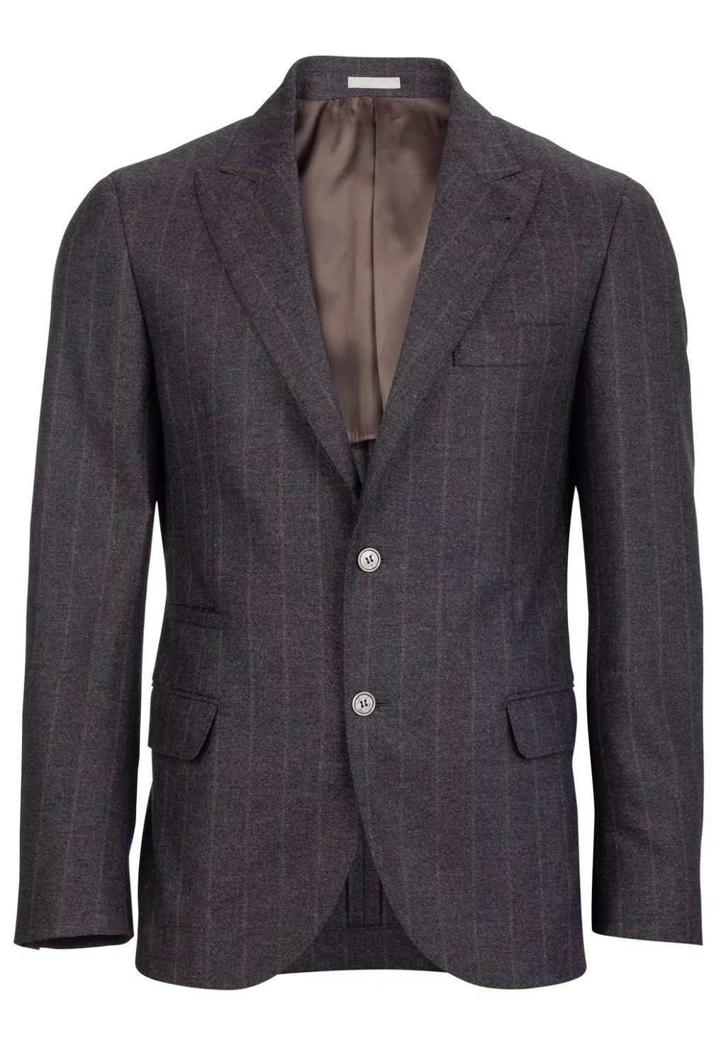 BRUNELLO CUCINELLI Sakko Nadelstreifen Blazer Jacke Revers mit Knopfloch, 4-Knopf-Manschette, Zwei Rückenschlitze