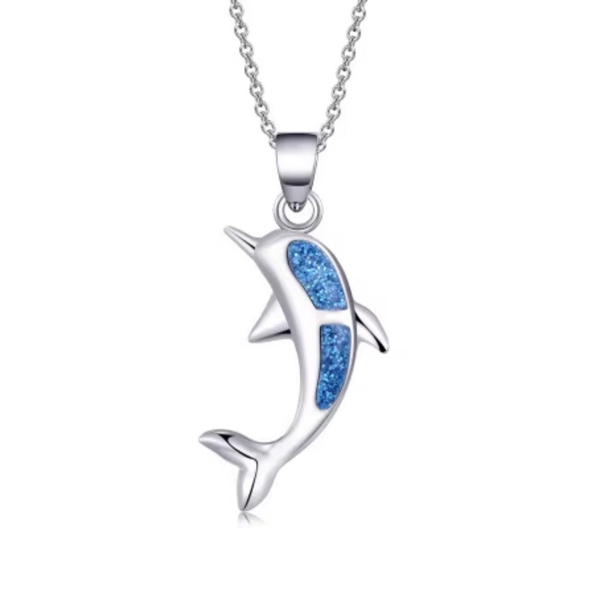 Kette mit Anhänger Halskette Edelstahlkette Venezianerkette mit Delfin / Delphin-Anhänger