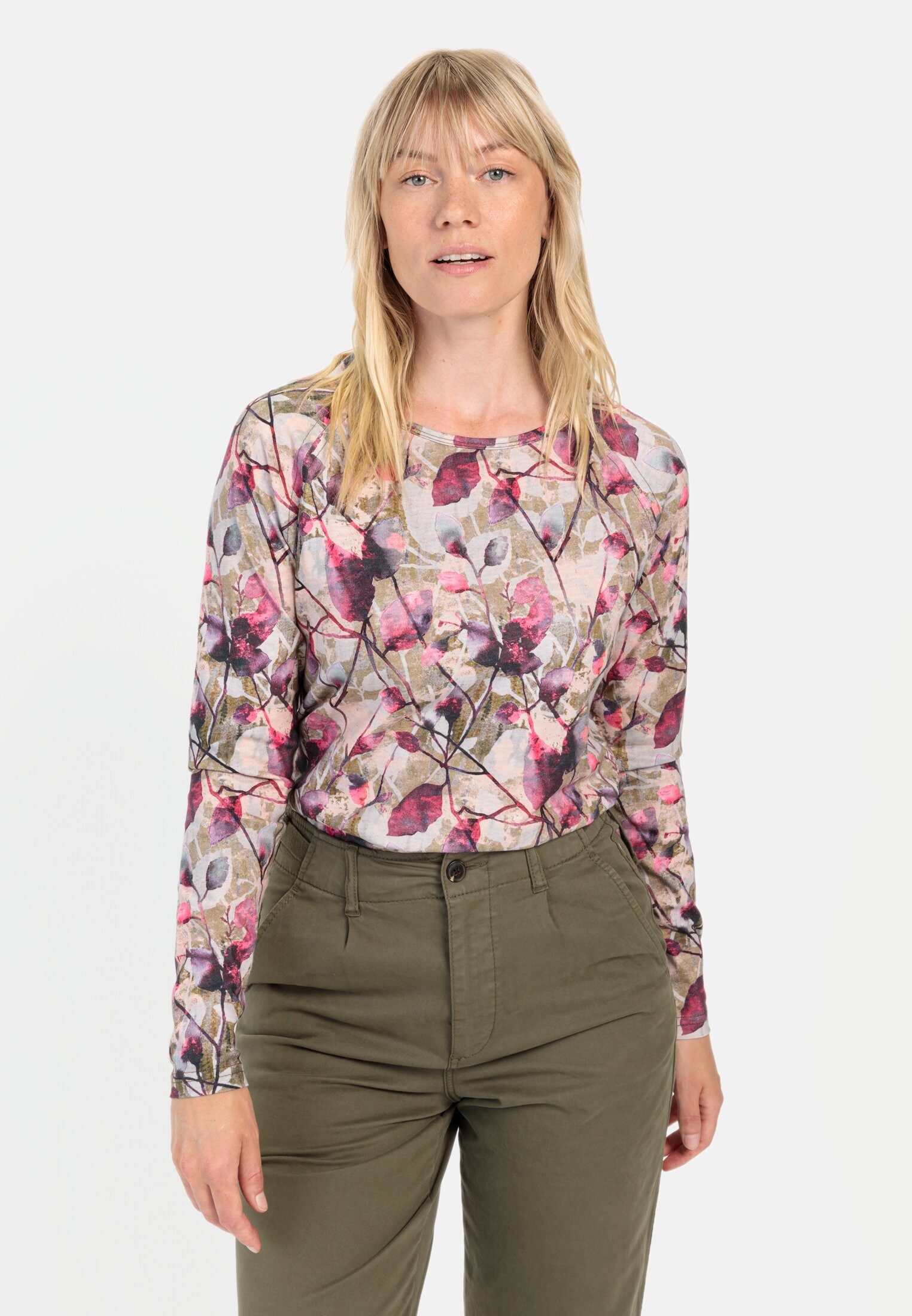 camel active Langarmshirt aus Organic Cotton Langarm Rundhals