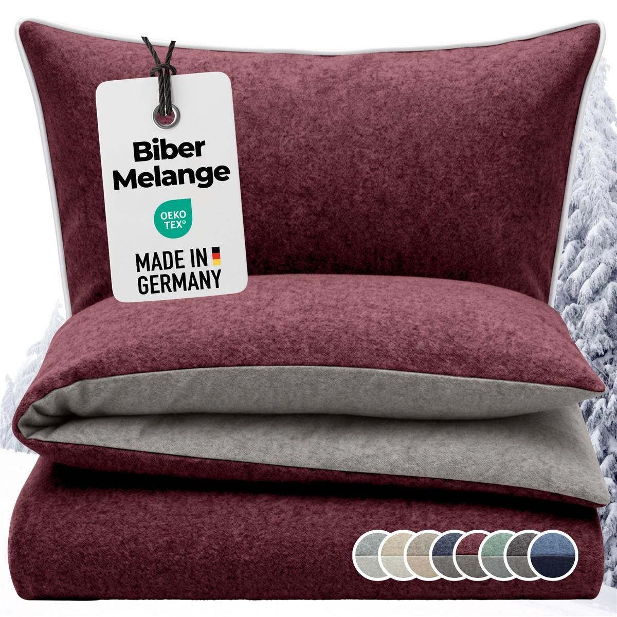 Carpe Sonno Wendebettwäsche Biber Bettwäsche Winter Flanell Baumwolle 135x200 / 155x220 / 200x200, Biber, 2 teilig, Warme MADE IN GERMANY Winterbettwäsche kuschelig weich - 135 x 200