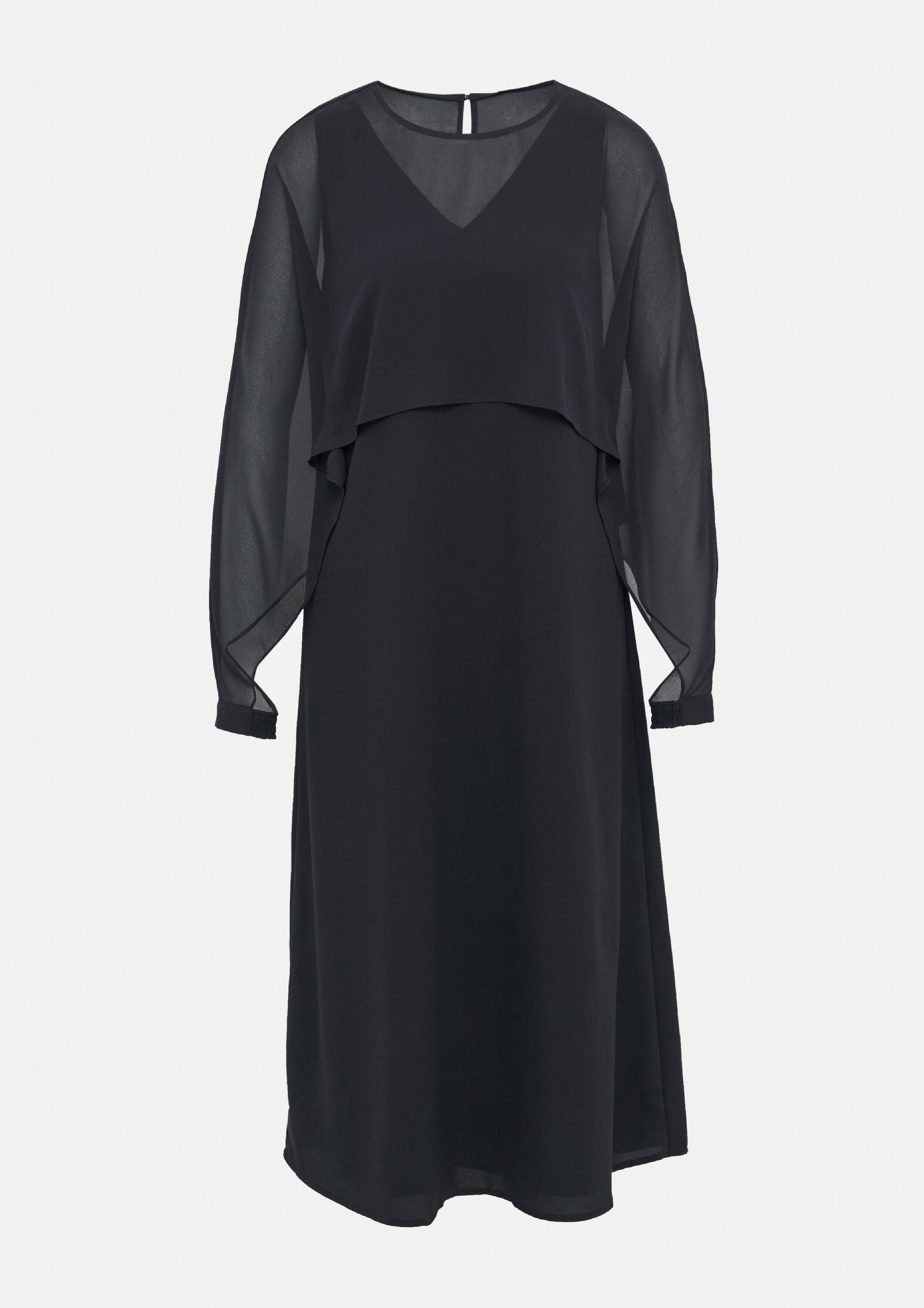 comma Maxikleid Kleid Langes Chiffon-Kleid mit raffiniertem Layering