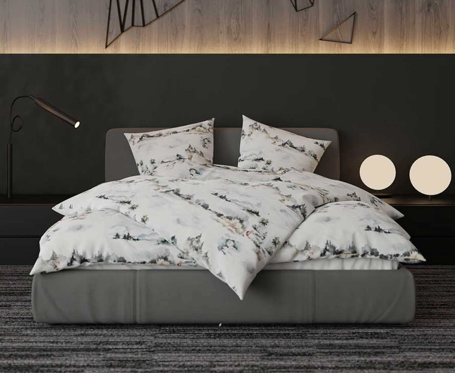 BETTWAESCHE-MIT-STIL Bettwäsche Mako Satin Bettwäsche Winter Wald, Mako-Sat günstig online kaufen