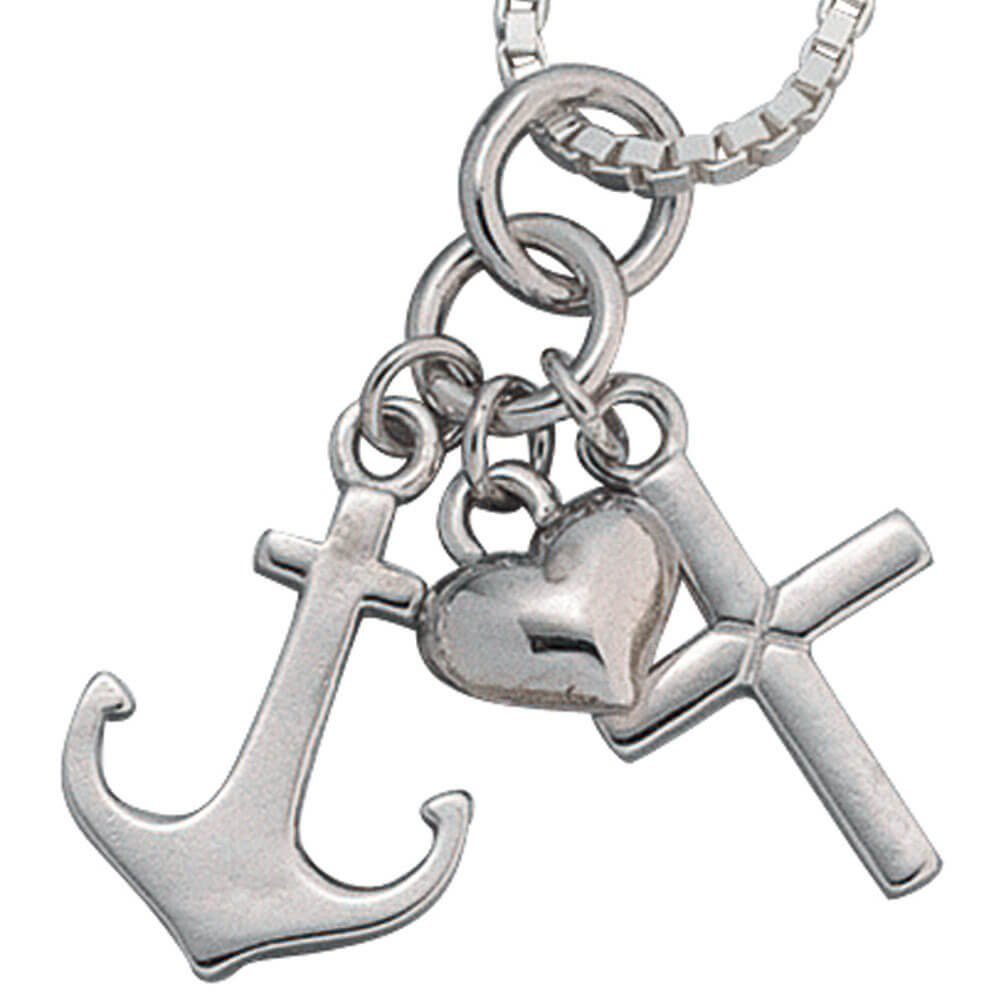 Schmuck Krone Kettenanhänger Anhänger, Glaube Liebe Hoffnung, 925 Silber, Silber 925