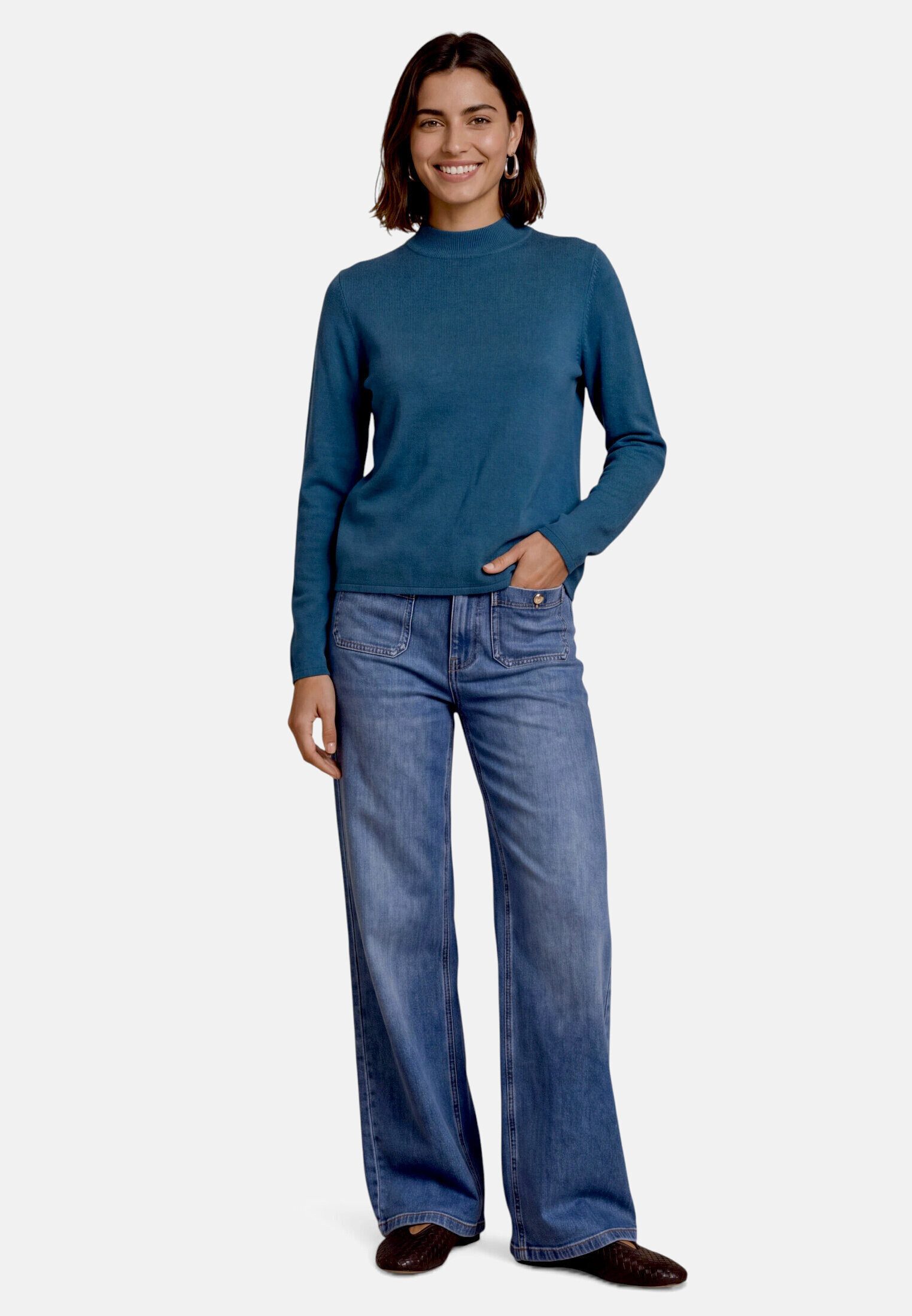Zero Strickpullover Damen mit Stehkragen (1-tlg) Material
