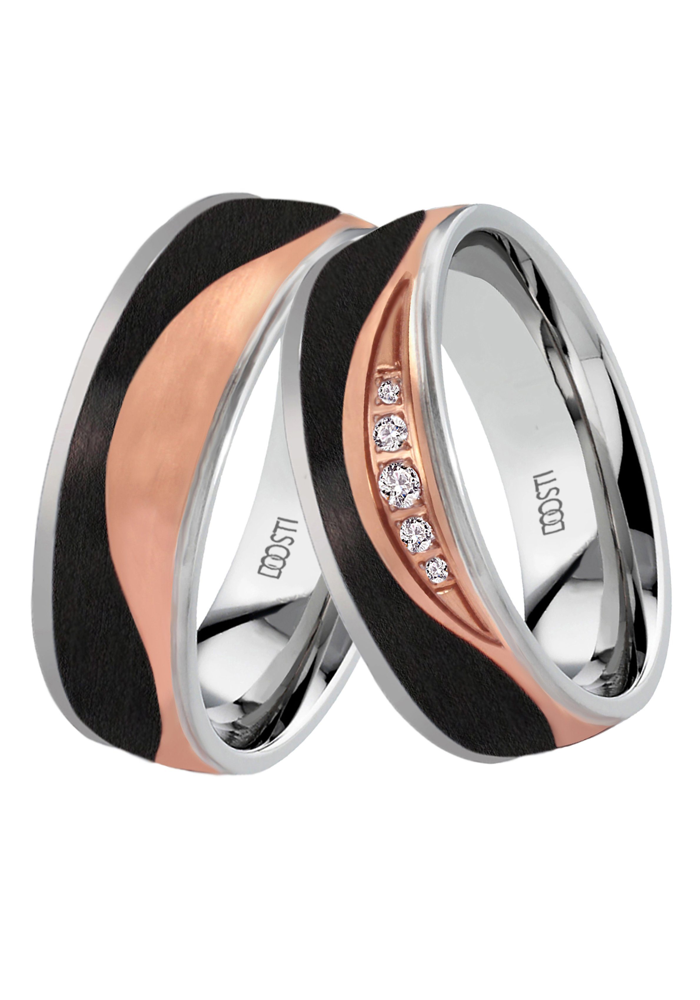 Zirkonia ohne Partnerring Schmuck Ehering Trauring Trauring DOOSTI LIEBE, Edelstahl o. Geschenk mit