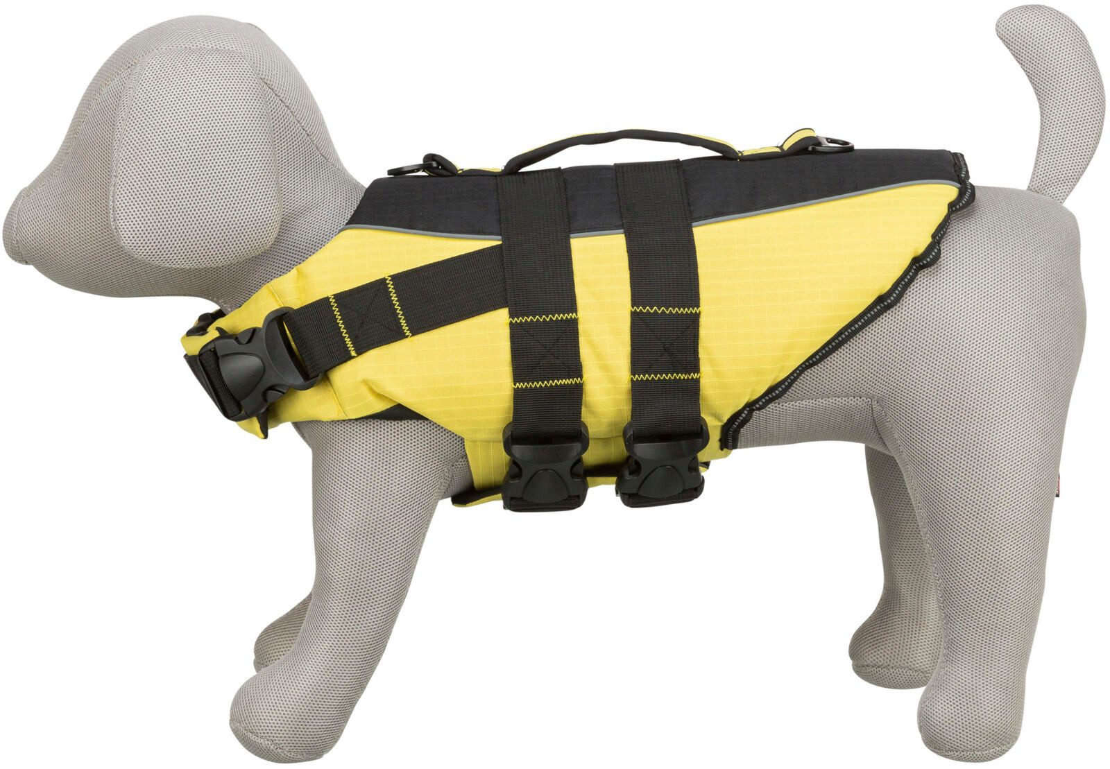 TRIXIE Rettungsweste Schwimmweste für Hunde mit Reflektorstreifen und Bergegriff - gelb/sch