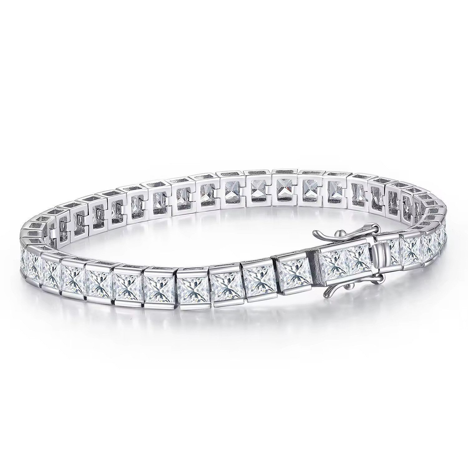 ROUGEMONT Tennisarmband Neues funkelndes Trend Tennisarmband 18cm Princess Cut 5mm, Wasserfest