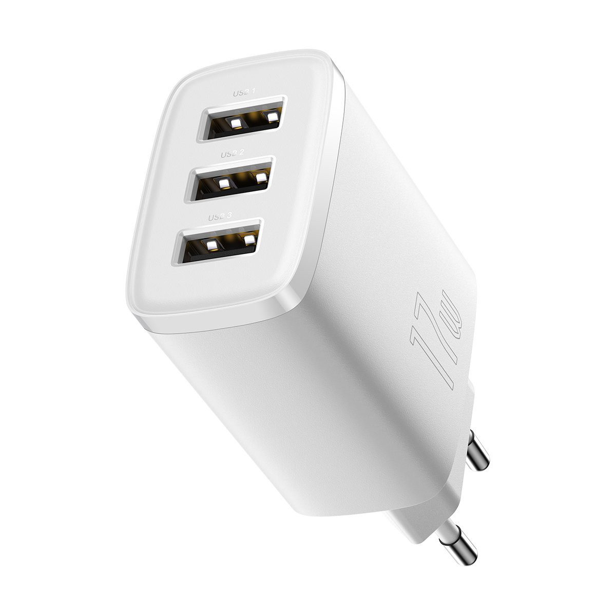 Baseus Baseus 17W Wandladegerät mit 3 USB-Anschlüssen – Schnellladen in Weiß USB-Ladegerät