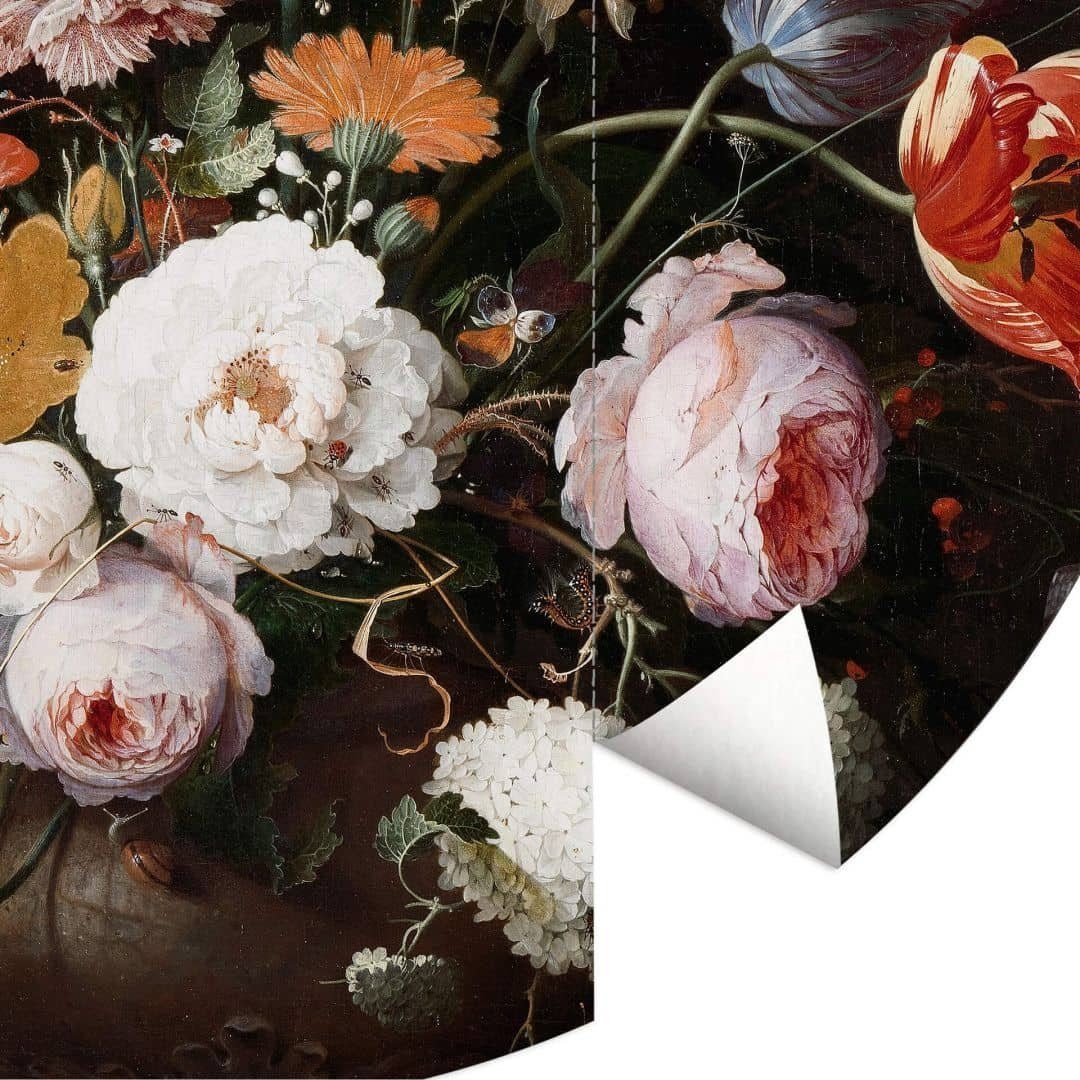 K&L Wall Art Fototapete Mignon - Stillleben Blumen, Vliestapete, rund, vintage floral, Blumenstrauß Tapete