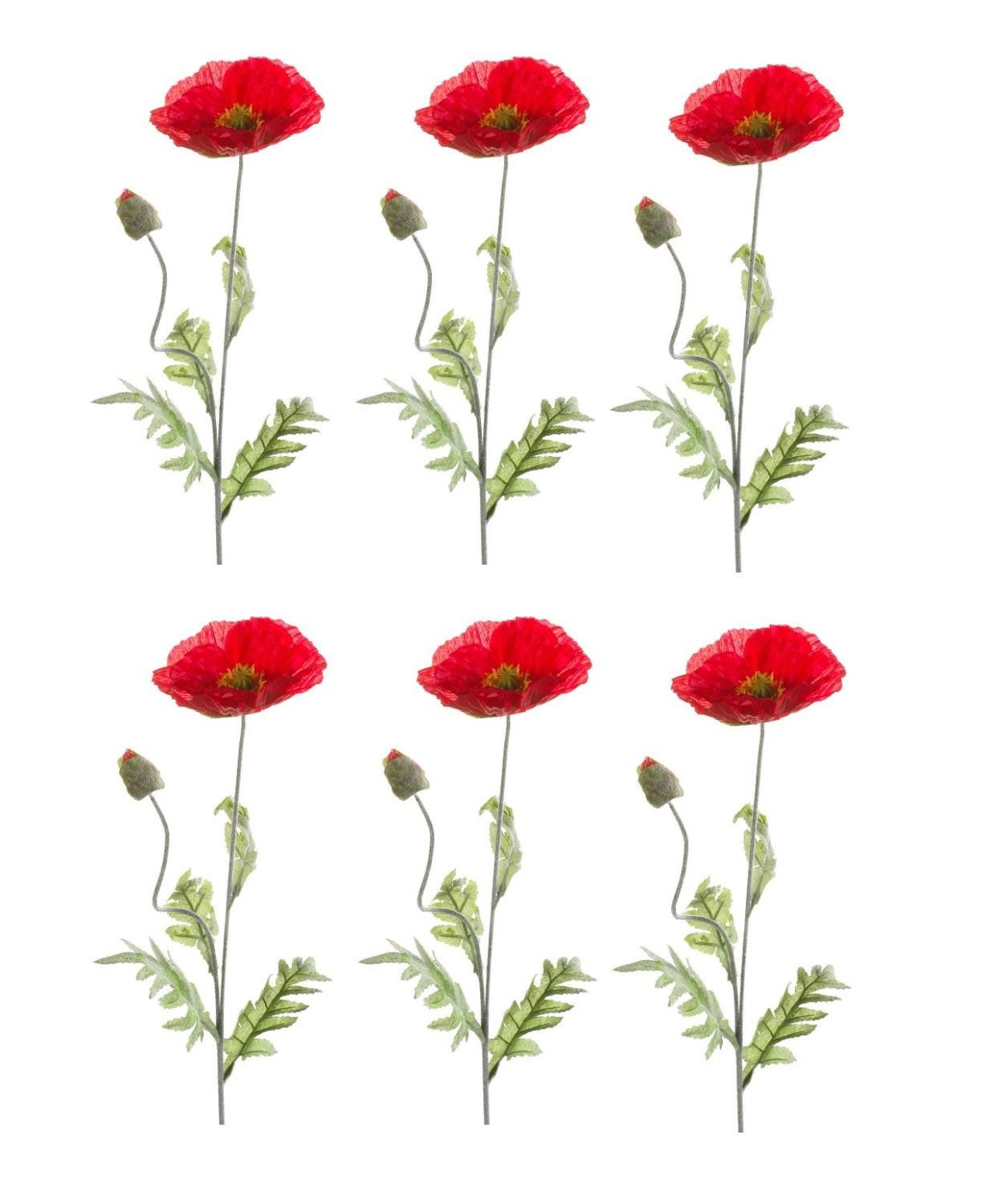 Kunstblume Mohn, Emerald, Höhe 70 cm, Farbe: Rot