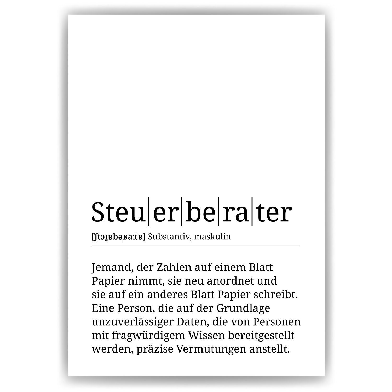 Tigerlino Poster Steuerberater Definition Wandbild Mitarbeiter Geschenk