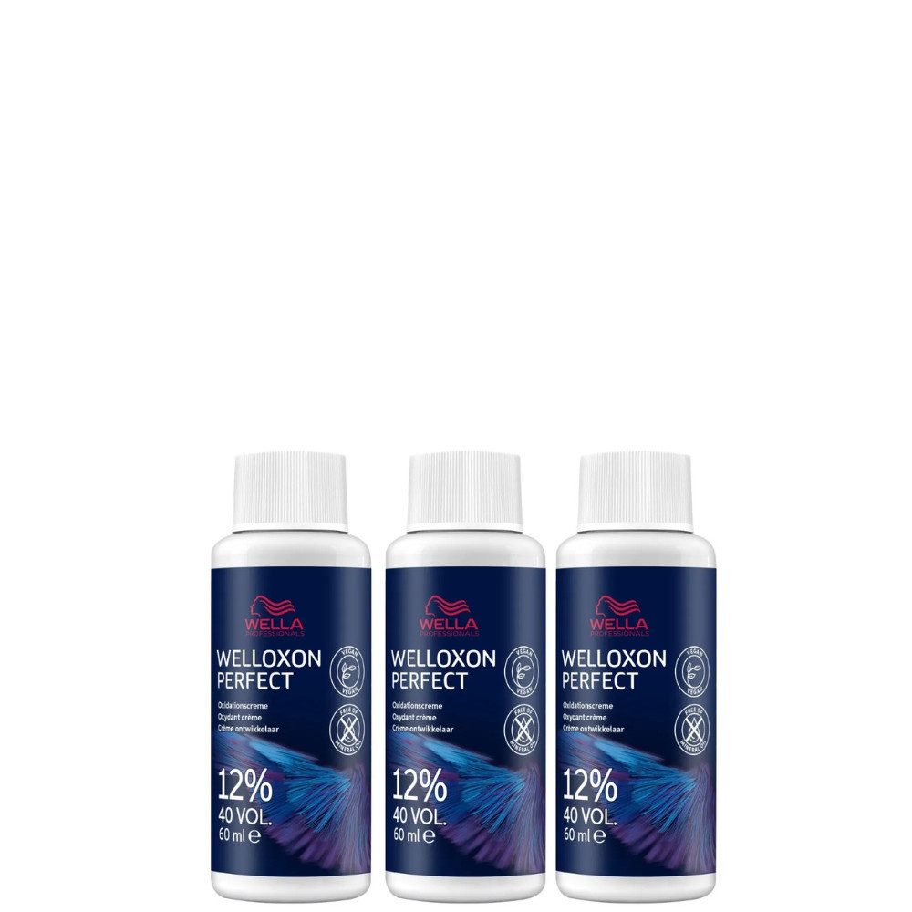 Wella Professionals Entwickler Welloxon Perfect 12% Set - 3x 60 ml, 3-tlg., für präzise und kraftvolle Farbergebnisse