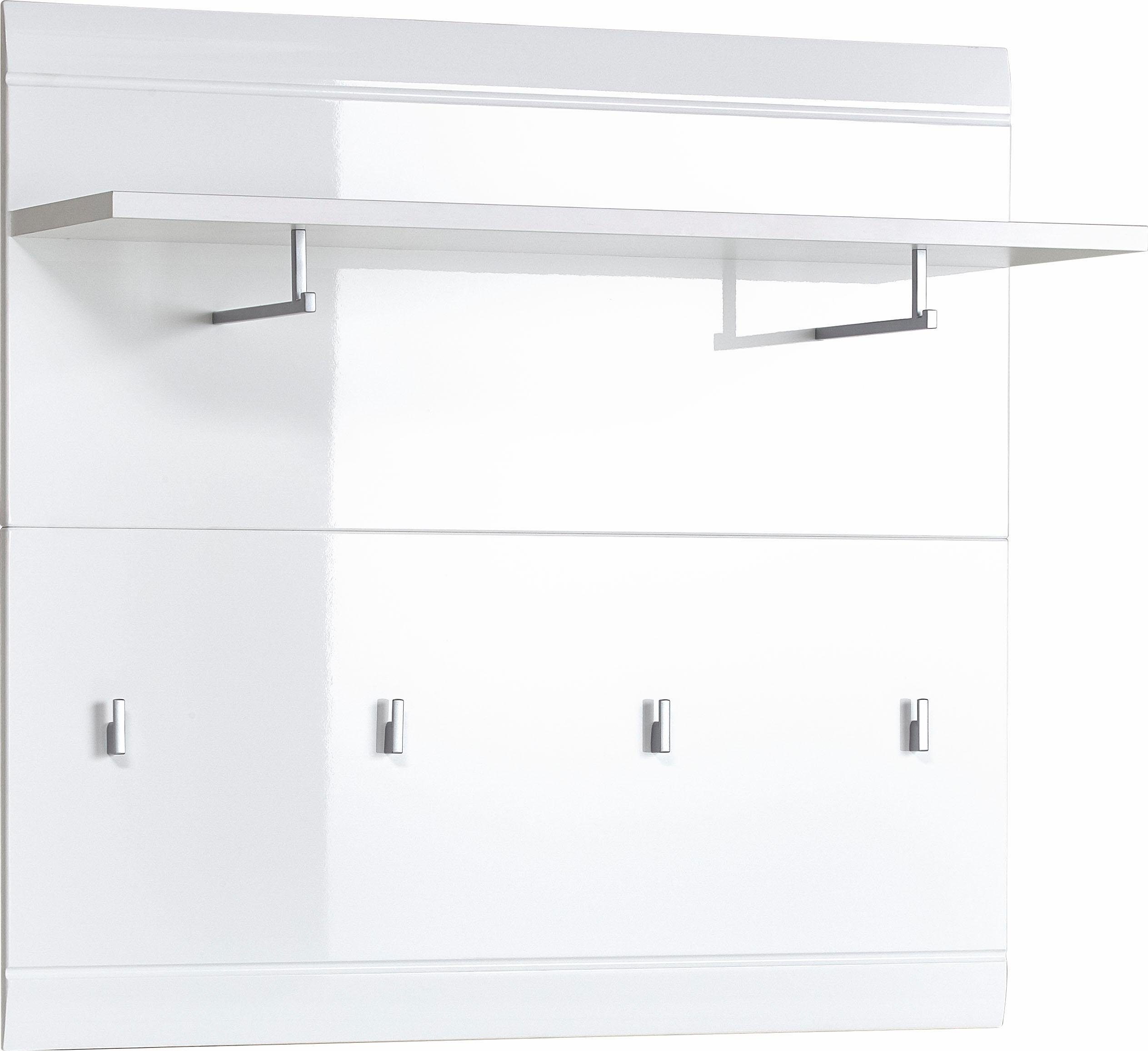 GERMANIA Garderobenpaneel Adana, Breite 96cm,Kleiderstangen u. -haken,Hochglanz-Korpus, Made in Germany