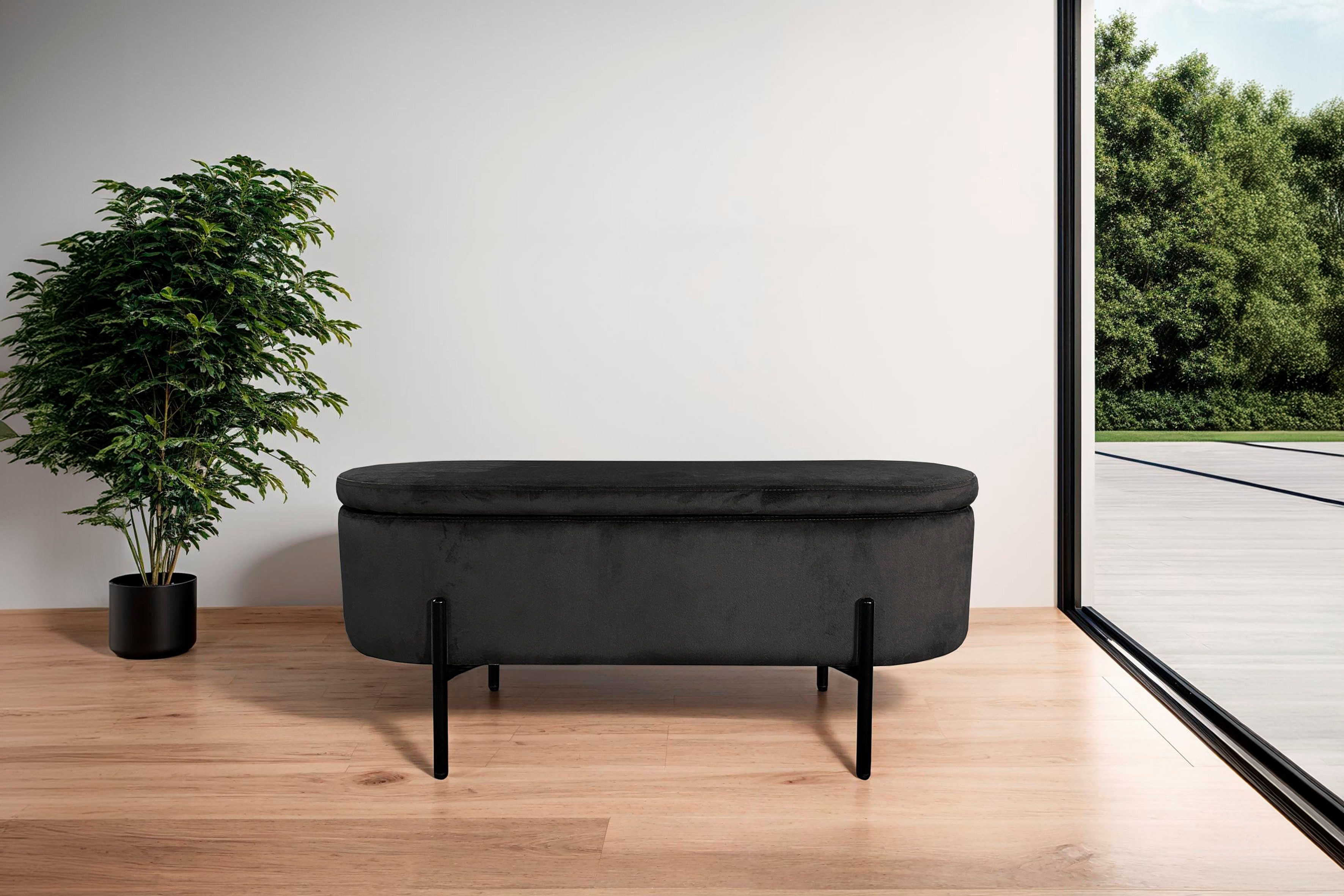 byLIVING Sitzbank NOVA, Samt, mit Stauraum/Truhe, Innenmaß Truhe 26,5 x 83cm, Höhe: 19 cm