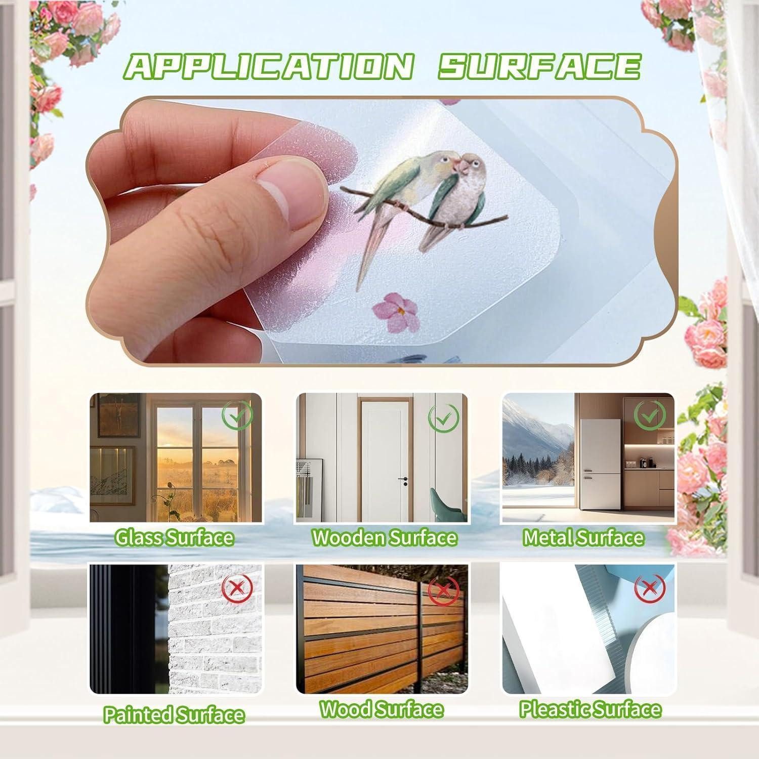 LuxusKollektion Fensterbild Fensterbilder Frühling Selbstklebend Schmetterlinge Grüner Frühling