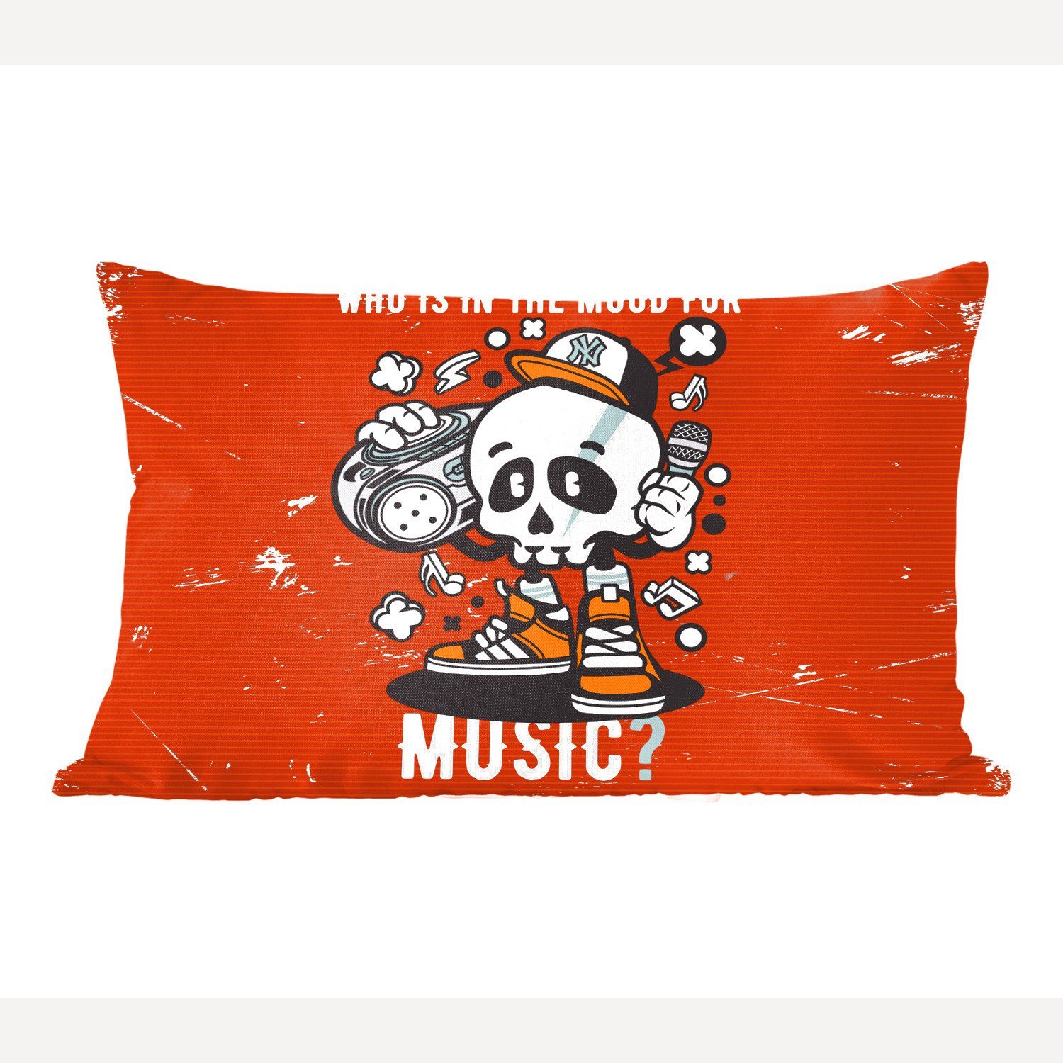 Wohzimmer Füllung, Totenkopf Dekoration, Zierkissen, Musik, - MuchoWow - Vintage mit Dekokissen Schlafzimmer Dekokissen