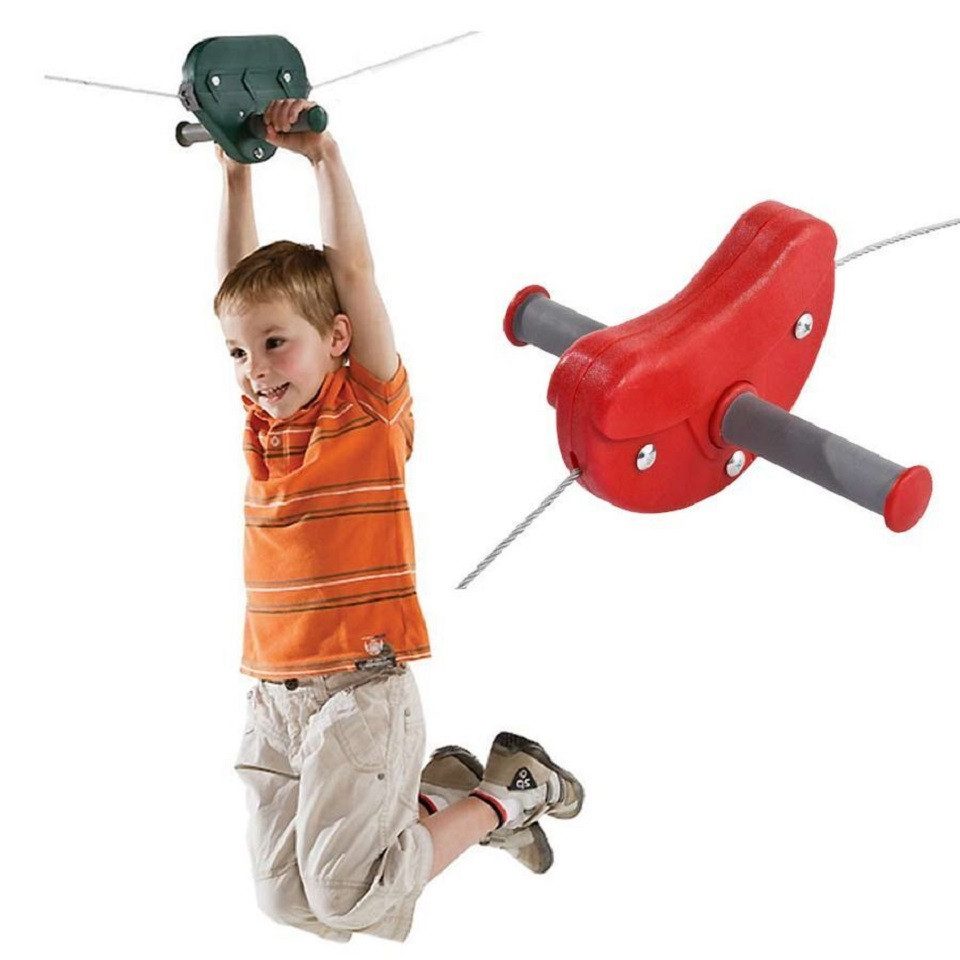Gartenpirat Outdoor-Spielzeug Seilbahn für Kinder rot mit Stahlrollen Seillänge 30 m Gartenseilbahn