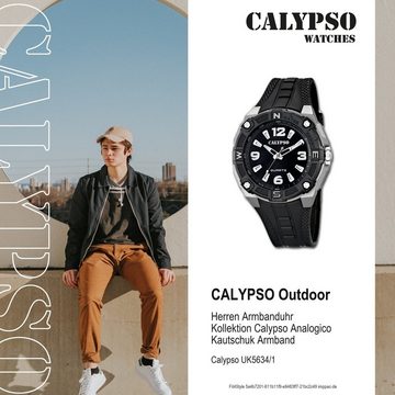 CALYPSO WATCHES Quarzuhr Calypso Herren Uhr K5634/1 Kunststoffband, Herren Armbanduhr rund, Kautschukarmband schwarz, Outdoor