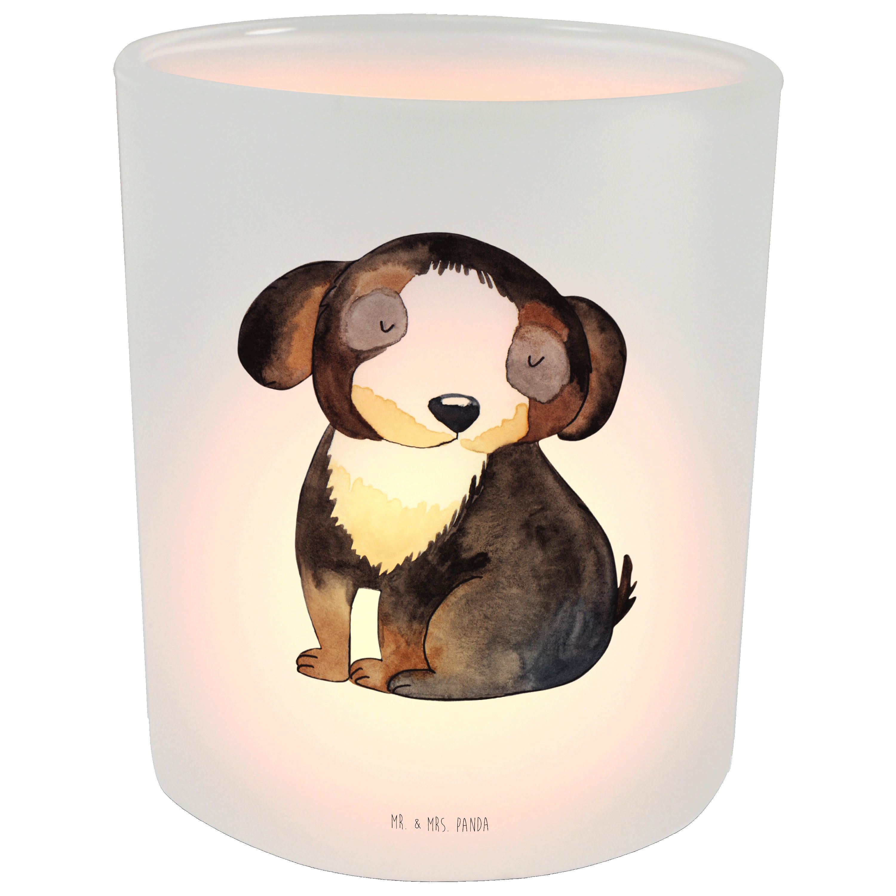 entspannt Mr. & Hunderasse, Panda Hund Transparent Hund, schwarzer St) (1 - Mrs. - Windlicht Geschenk,