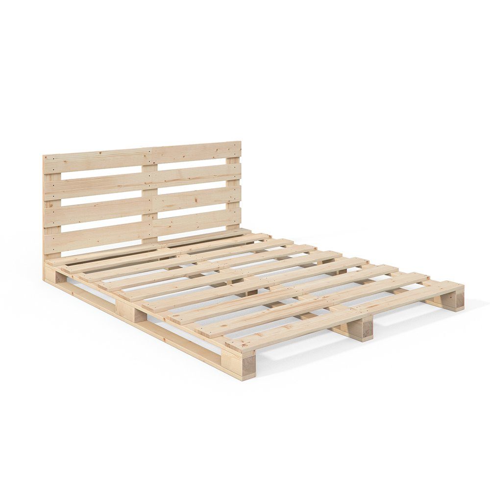 VitaliSpa® Massivholzbett, Naturholz, 160 x 200 cm mit Kopfteil