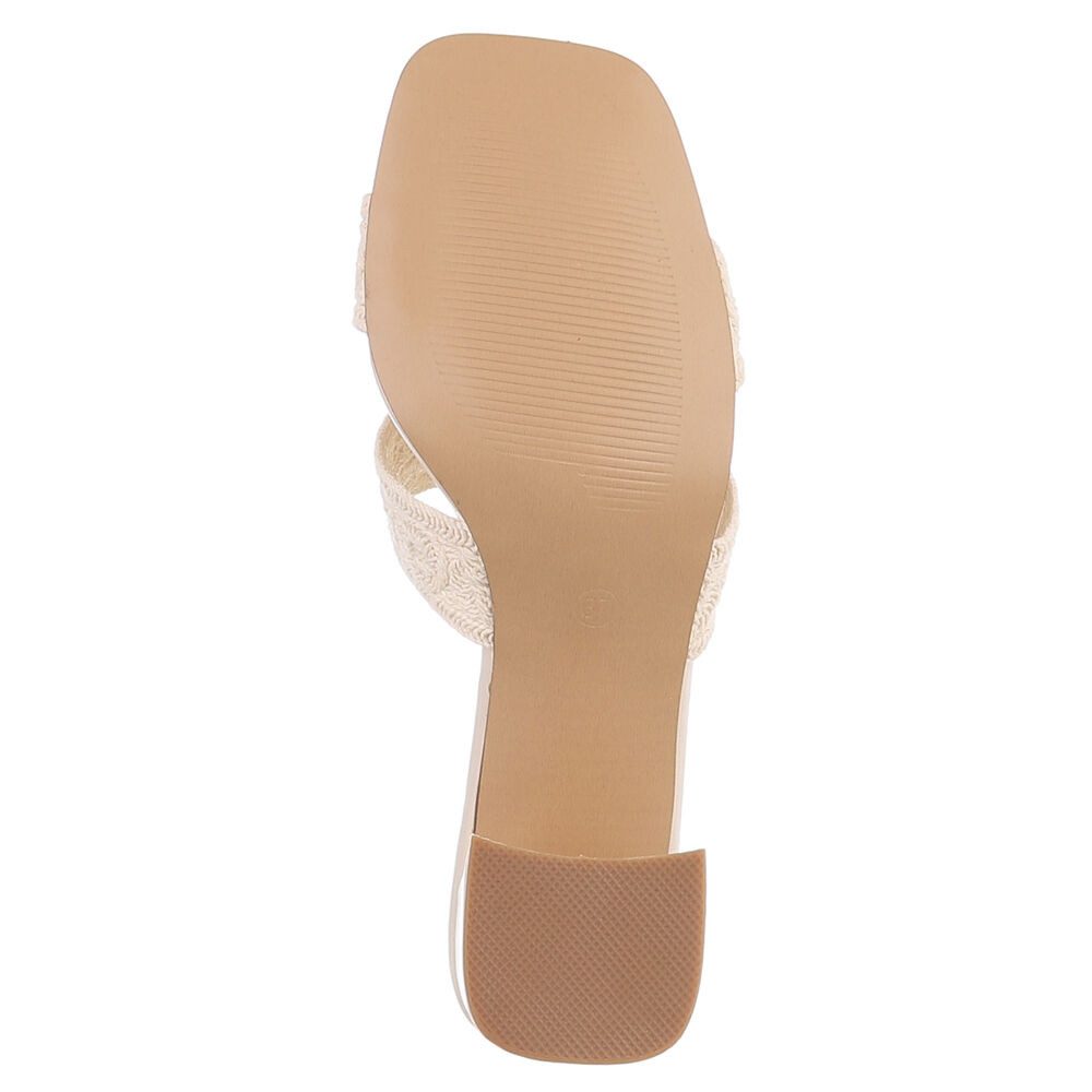 Ital-Design Elegante Damen Sandalen mit Komfort und stilvollem Design Pantolette (91512522) Blockabsatz Sandalen & Sandaletten in Beige