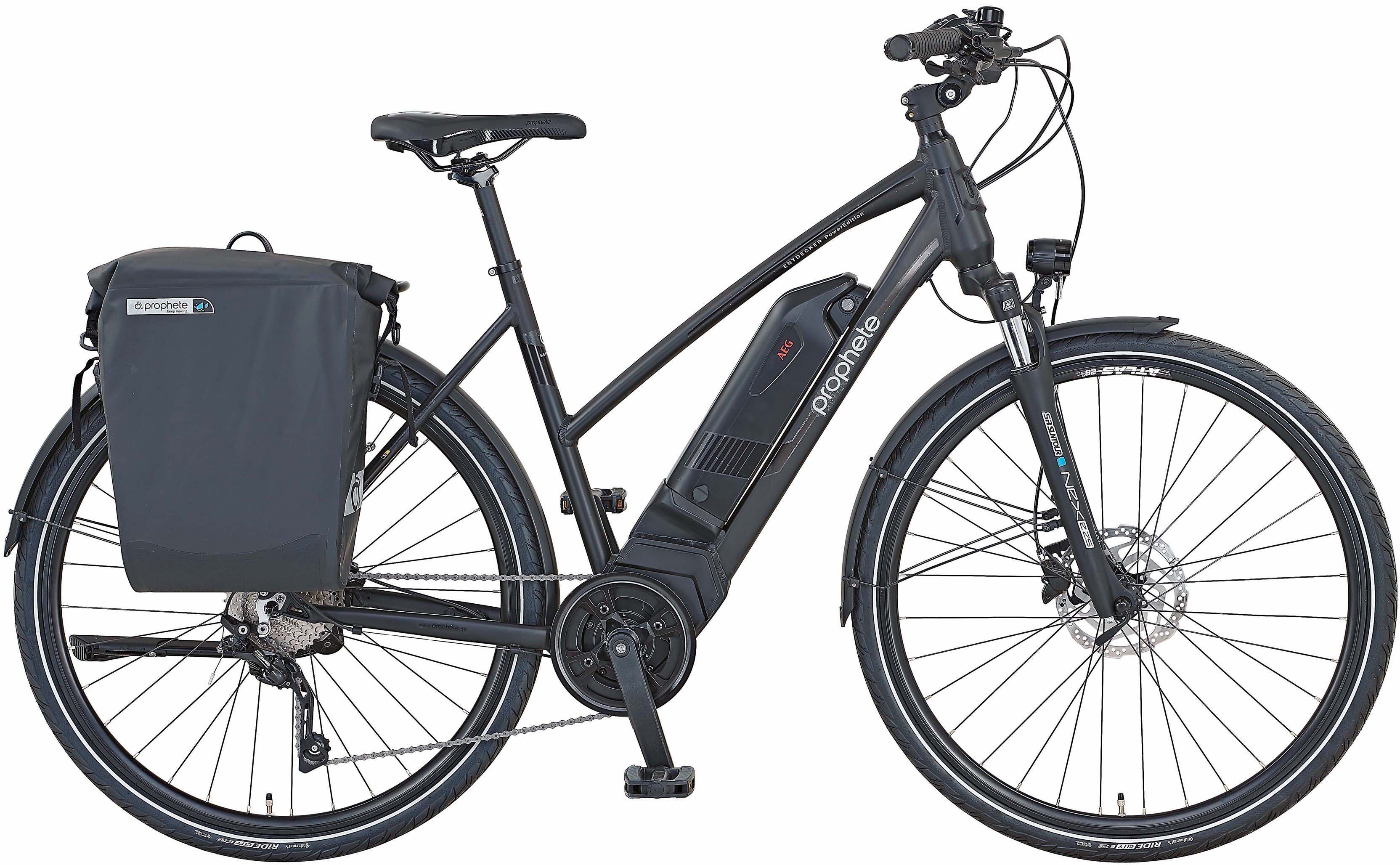 Prophete E-Bike Trekkingrad Entdecker PowerEdition, 10 Gang Shimano Deore Schaltwerk, Kettenschaltung, Mittelmotor, 672 Wh, (mit Seitentasche), Pedelec, Elektrofahrrad für Damen u. Herren