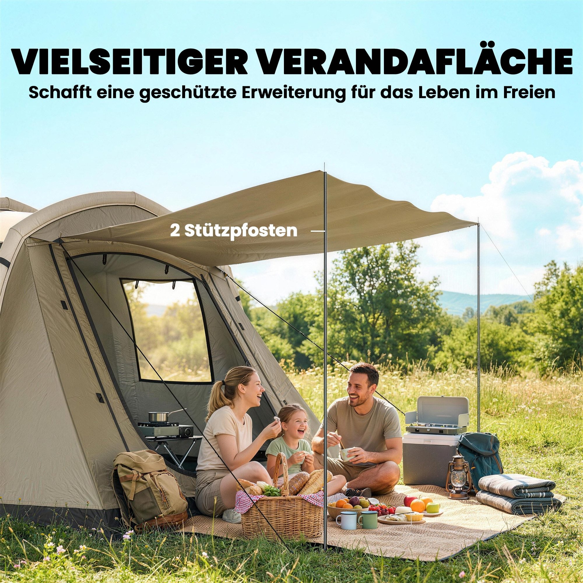 MC Star aufblasbares Zelt Aufblasbares Zelt 2-4 Personen Schneller Aufbau Outdoor Zelt, (für Camping mit Luftpumpe Mesh Fenster Heringen Vordach)