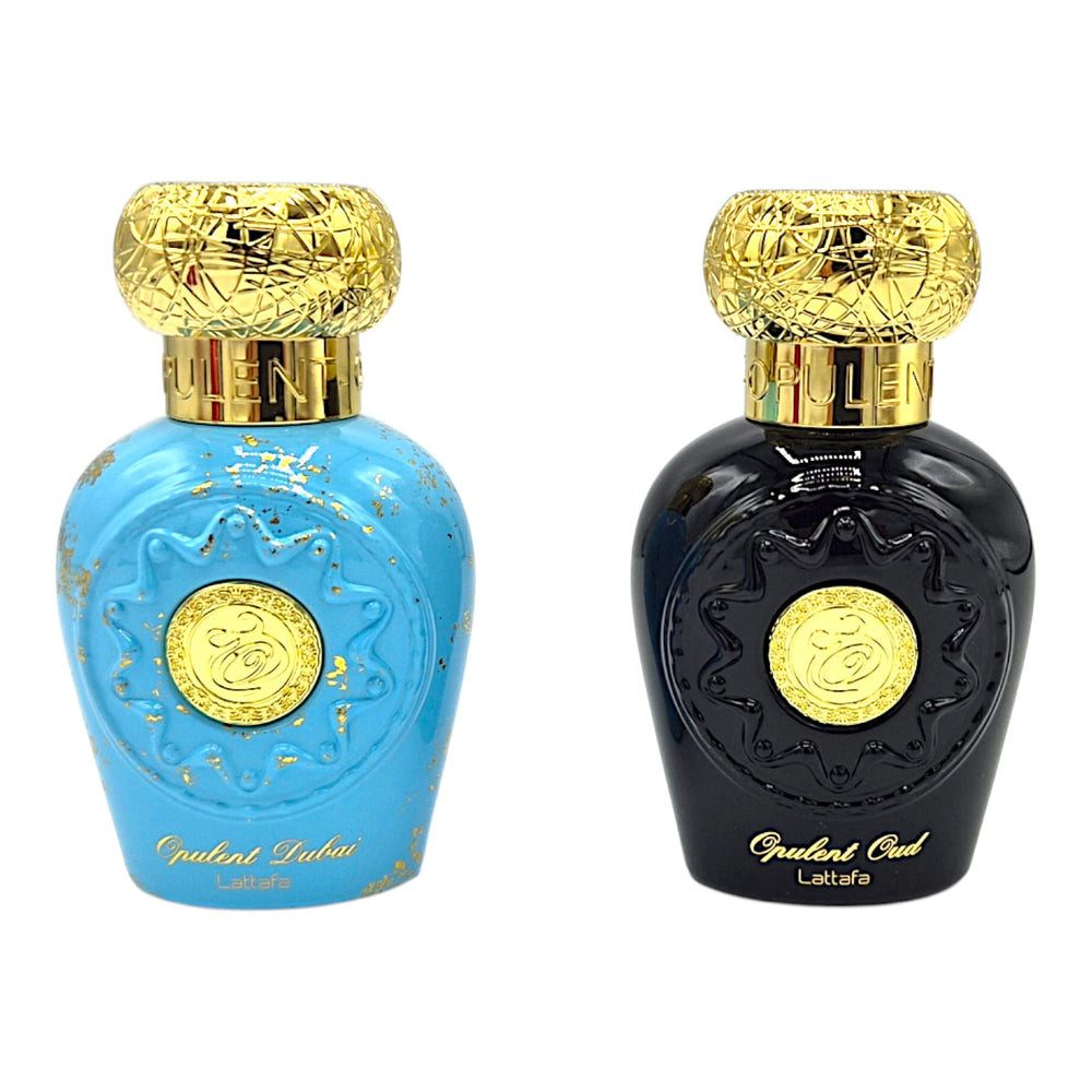 Lattafa Duft-Set Opulent Collection Opulent Dubai EDP + Parfümzerstäuber (leer) Set