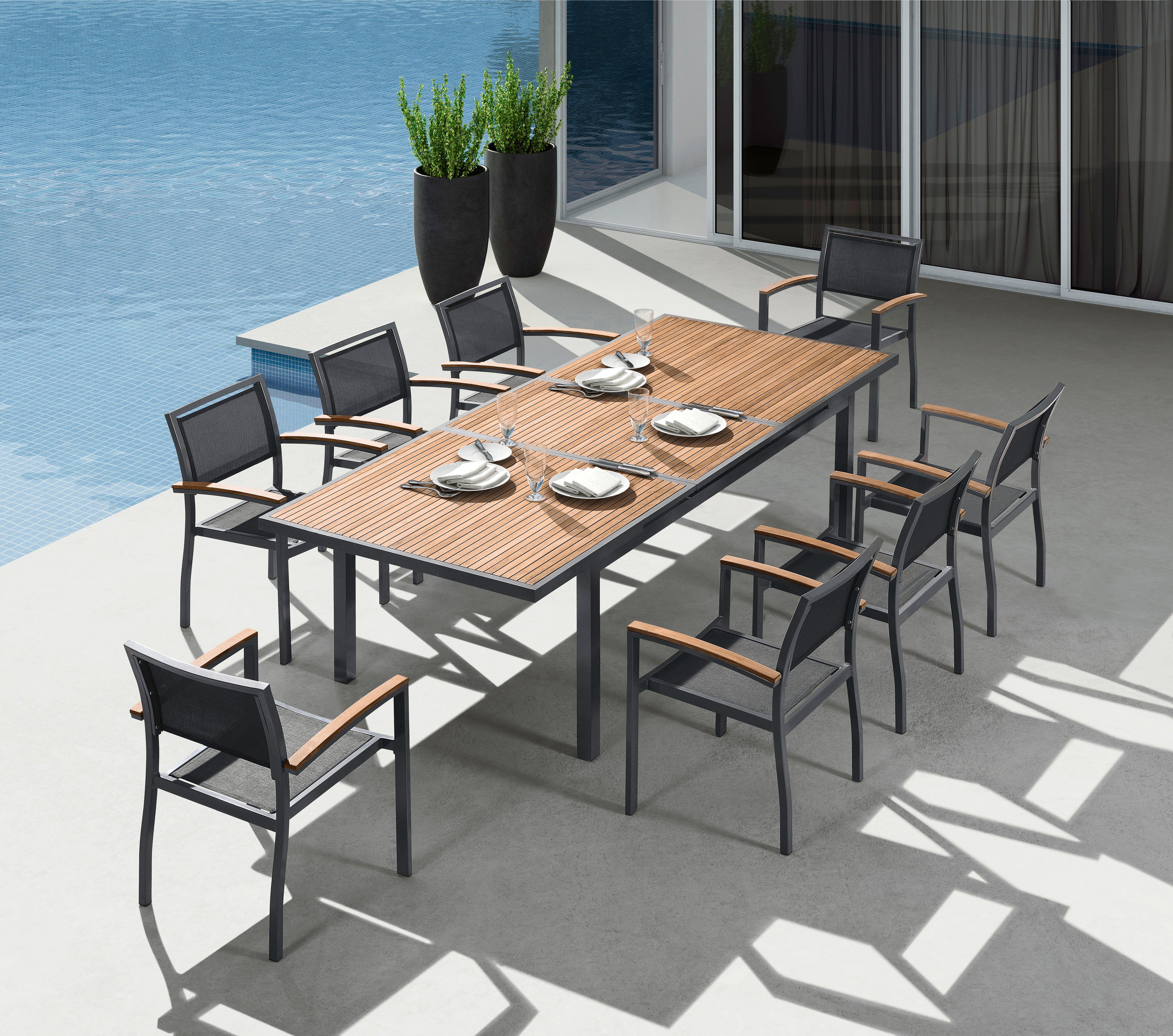 Gartenmöbelset »Melbourne«, 9-tgl., 8 Sessel, Tisch 180 ...