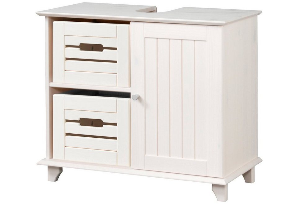 Waschbeckenunterschrank Landhaus Massivholz Weia Bad 66x61cm In Grau ...